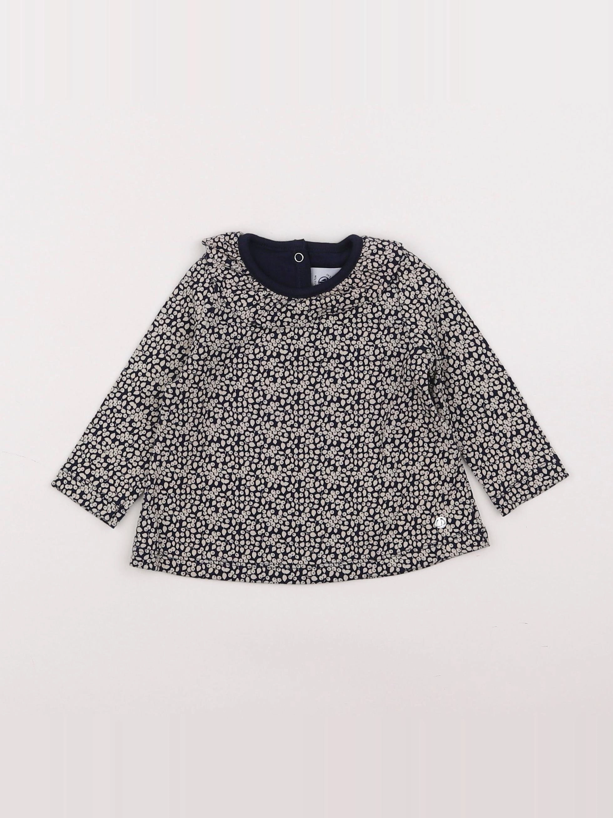 Petit Bateau - tee-shirt blanc, bleu - 6 mois