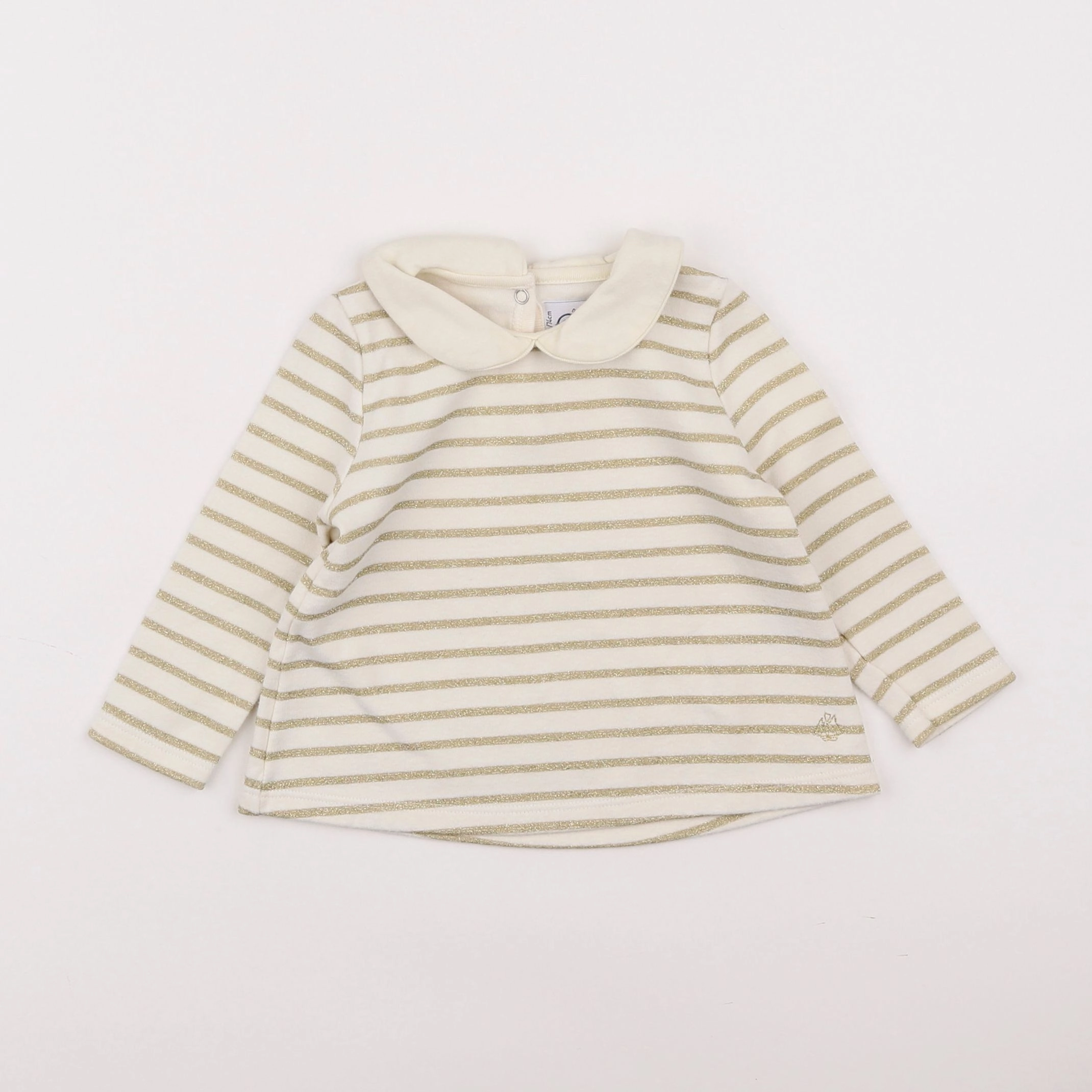 Petit Bateau - tee-shirt blanc, or - 12 mois