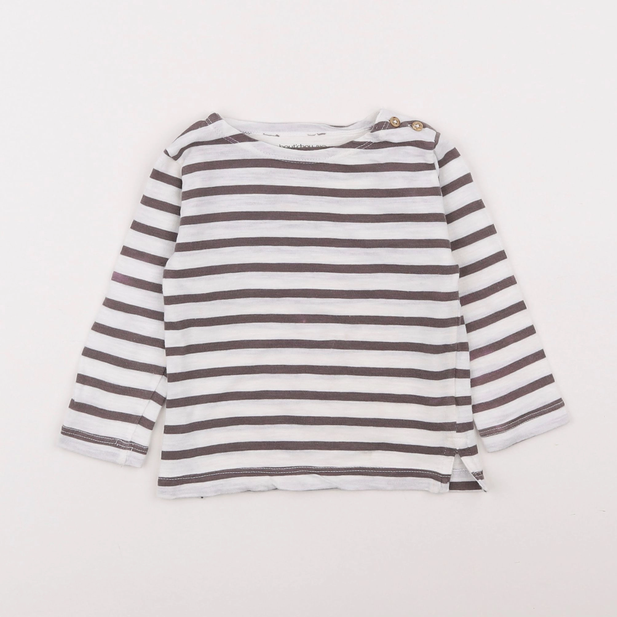 Boutchou - tee-shirt blanc, marron - 12 mois