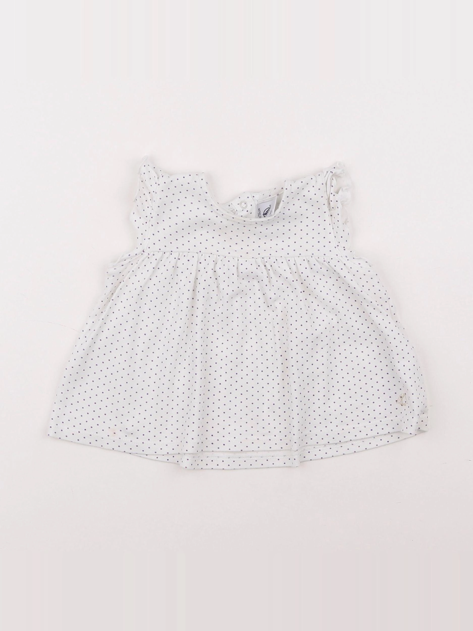 Petit Bateau - tee-shirt blanc, violet - 12 mois
