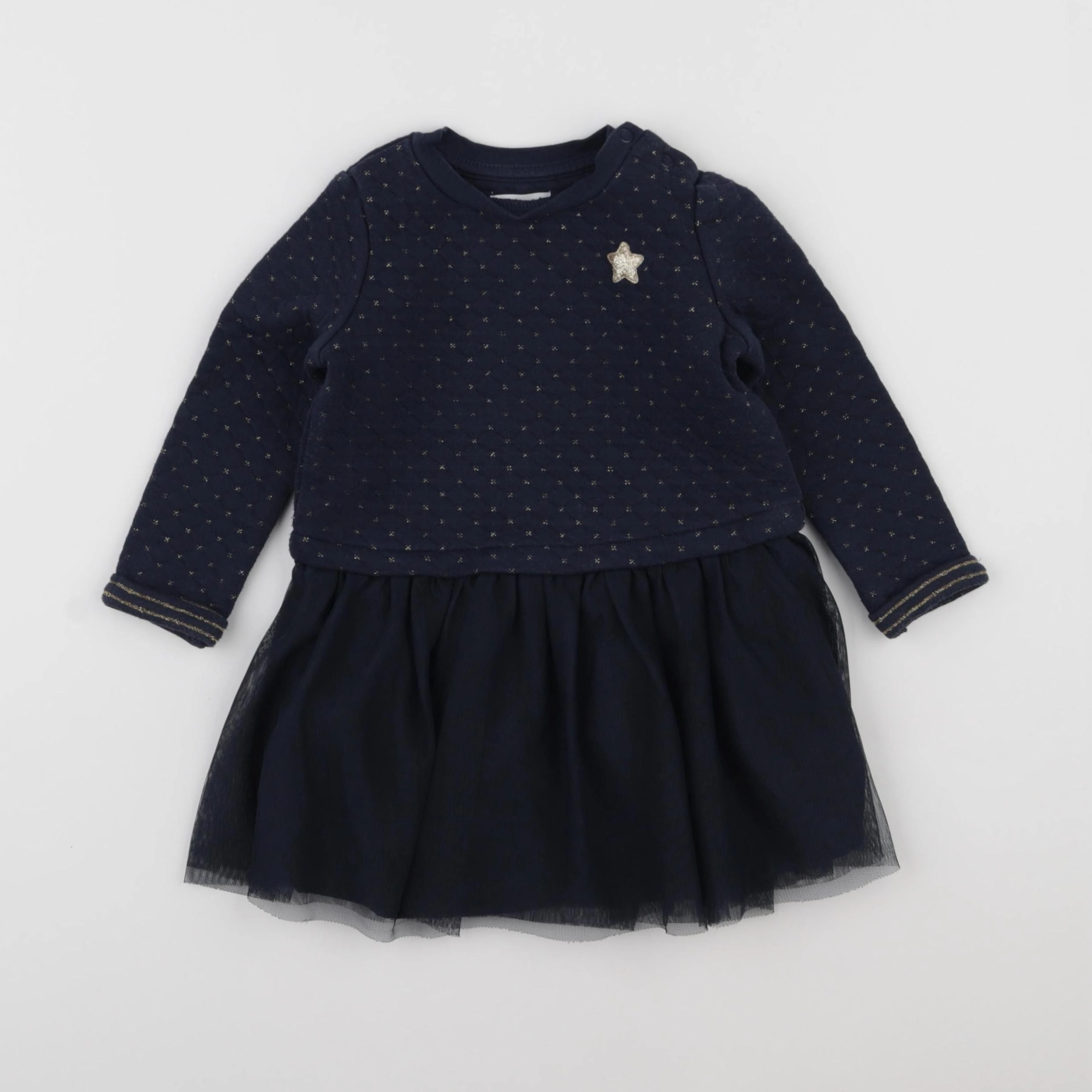 Vertbaudet - robe bleu, or - 2 ans