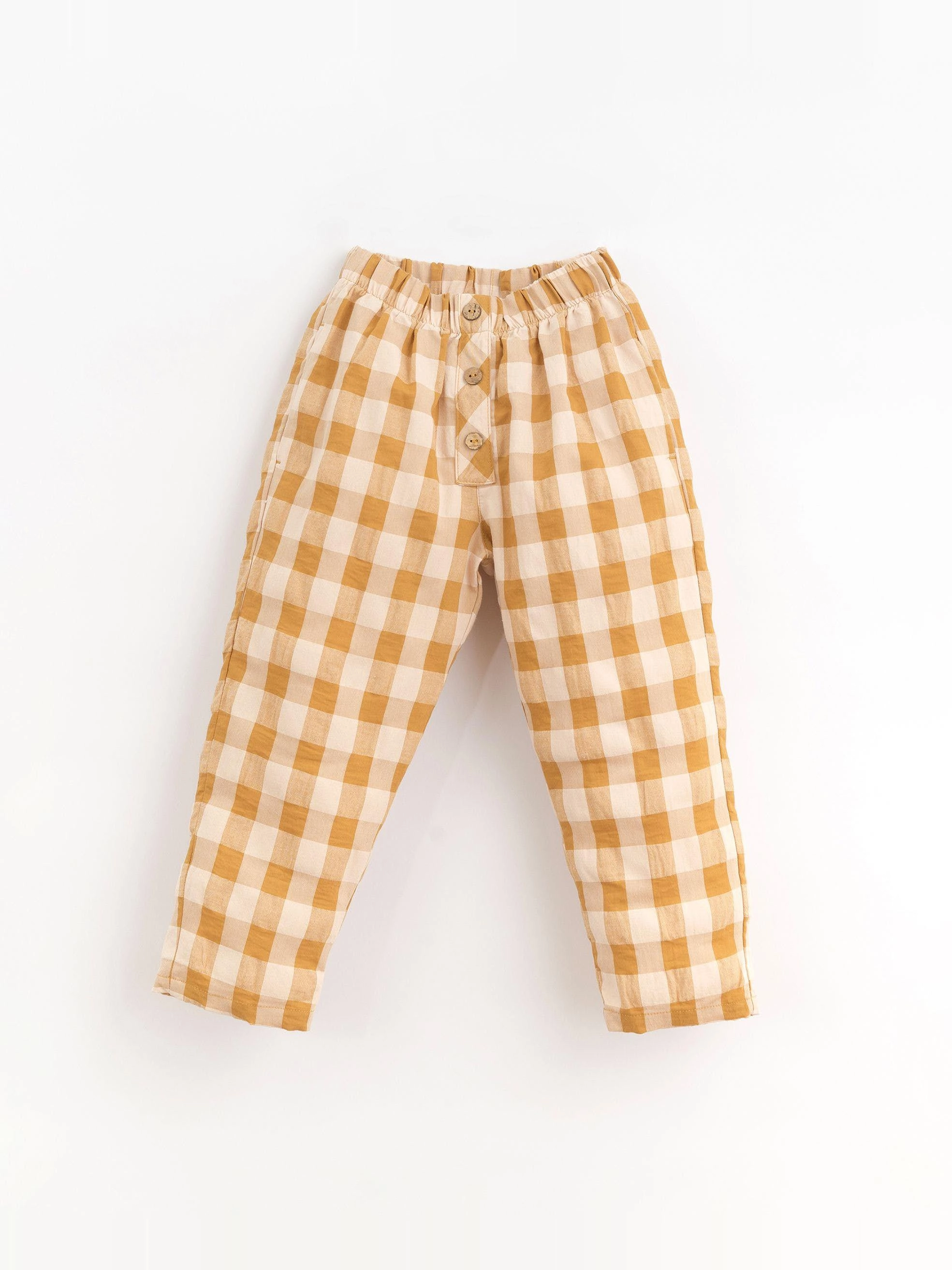 Play Up - Pantalon bouton bois vichy jaune - 10 ans