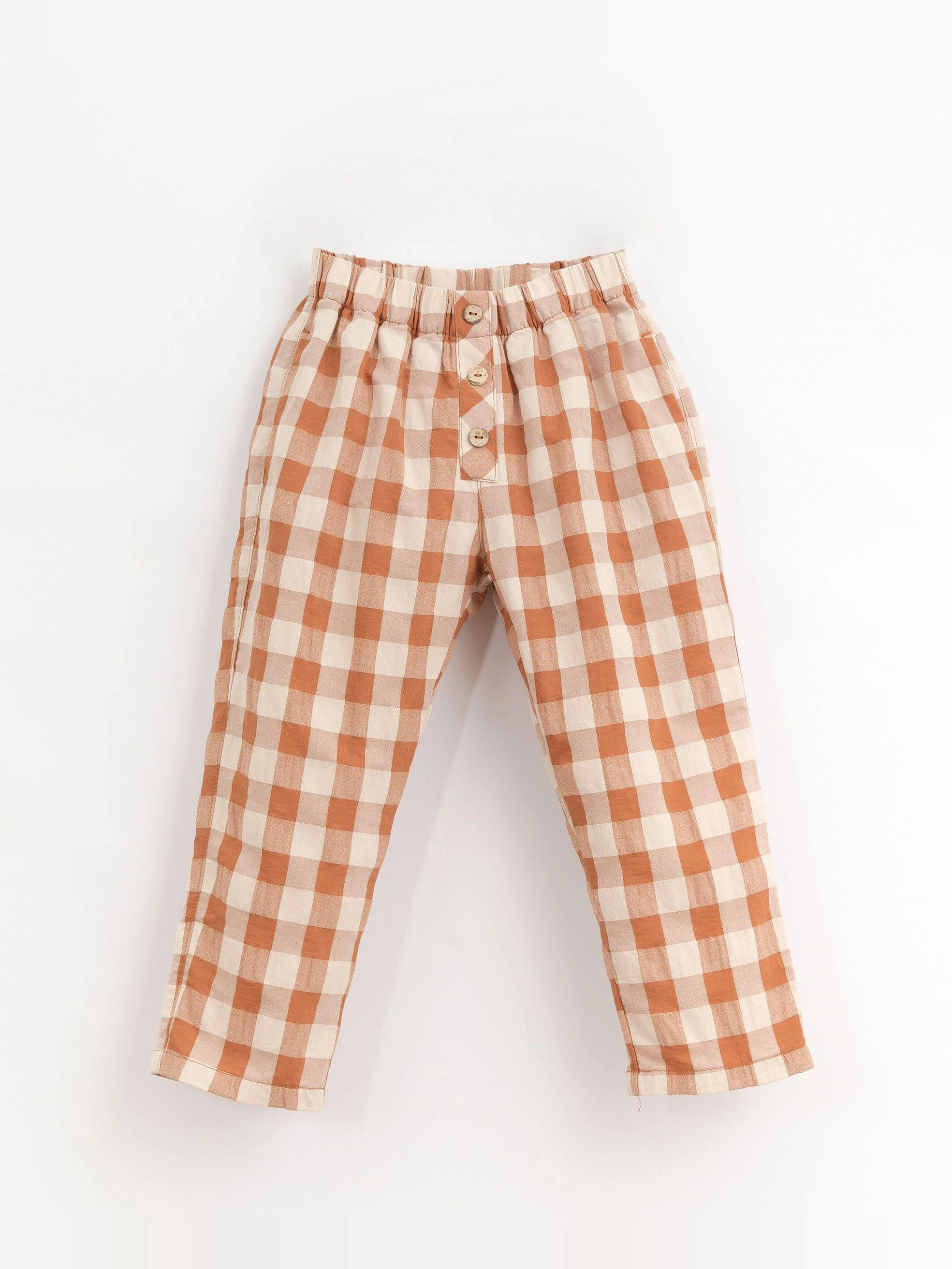 Play Up - Pantalon bouton bois vichy orange - 10 ans