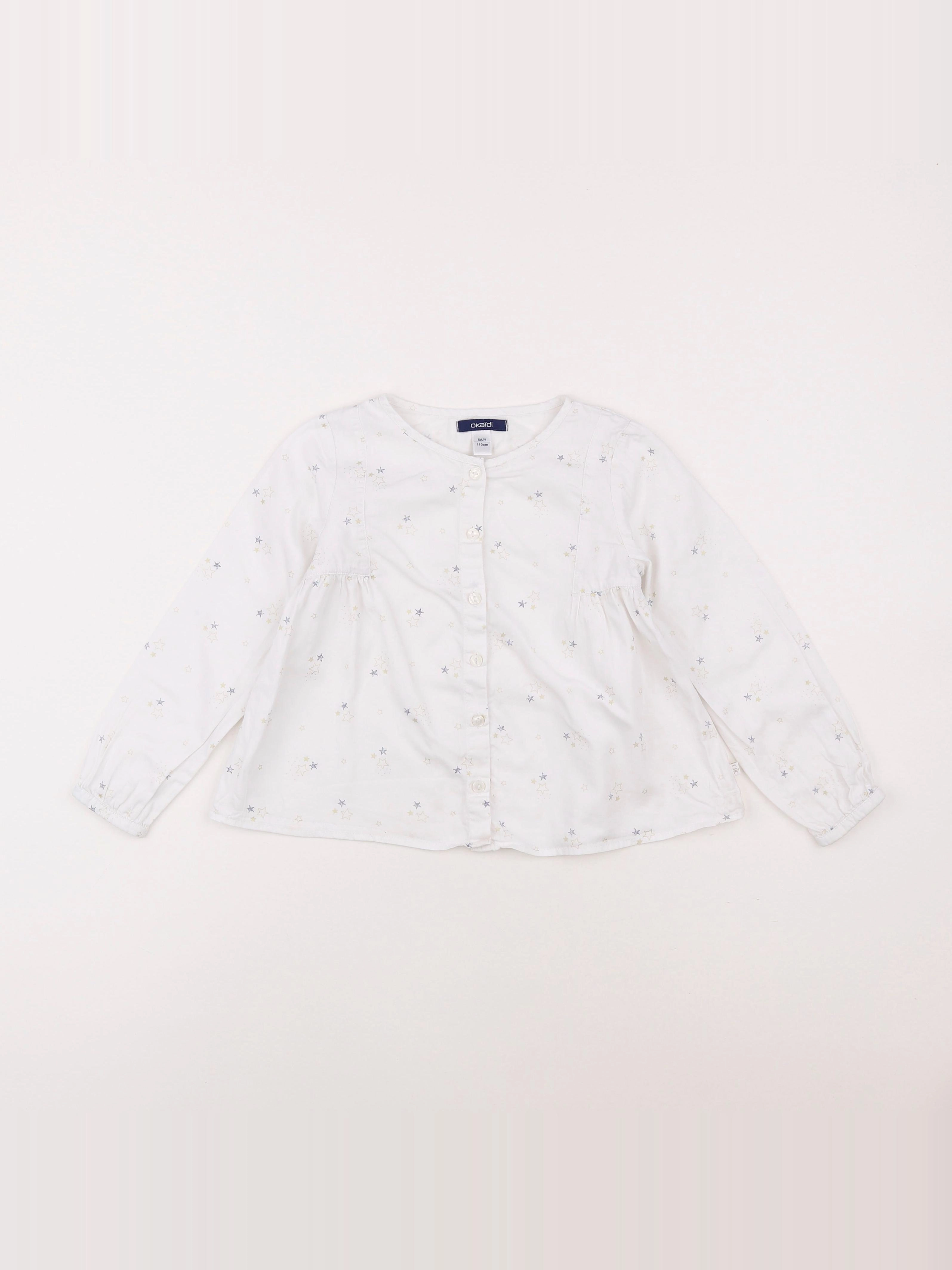Okaidi - blouse blanc, bleu - 5 ans