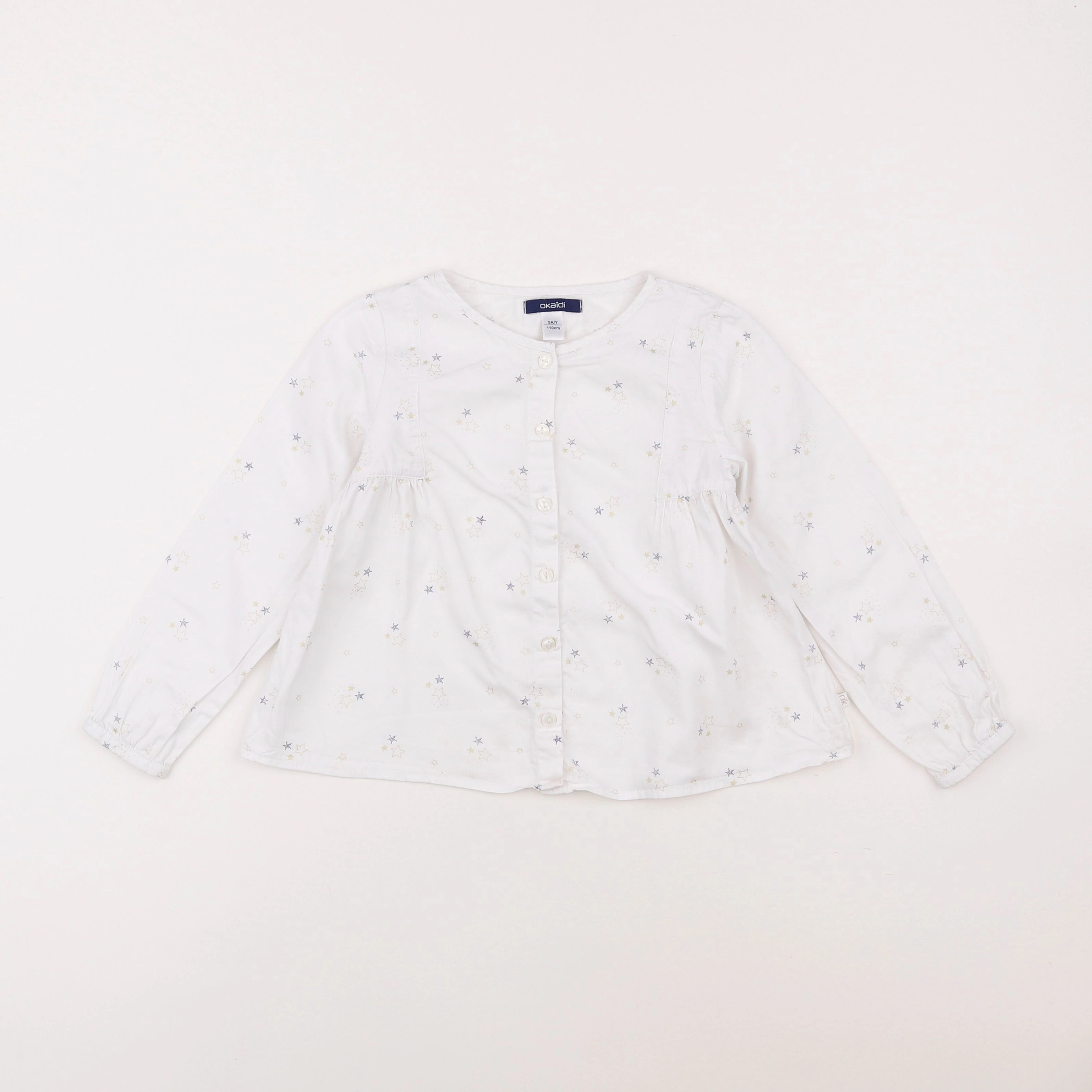 Okaidi - blouse blanc, bleu - 5 ans