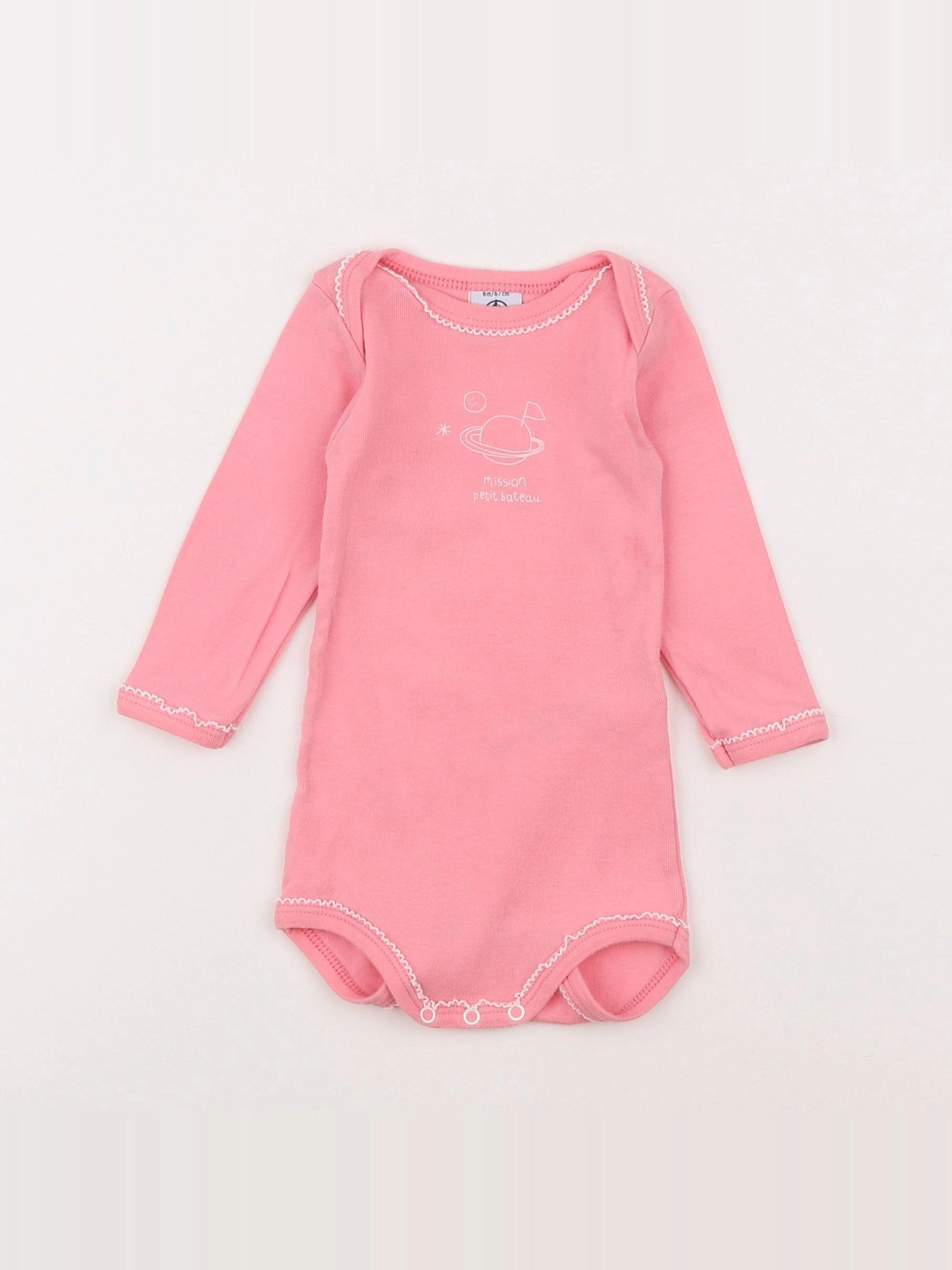 Petit Bateau - body rose - 6 mois
