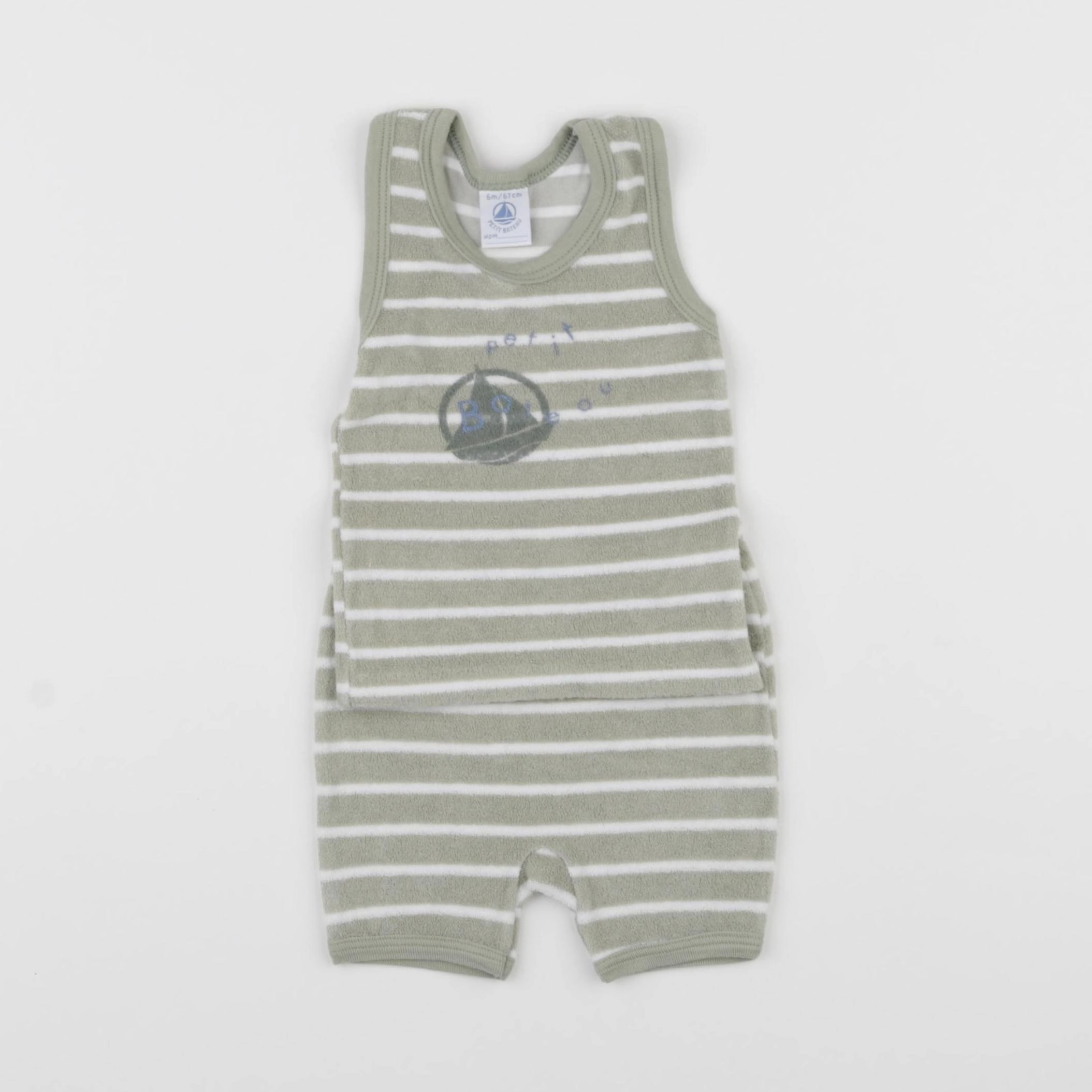 Petit Bateau - ensemble vert - 6 mois