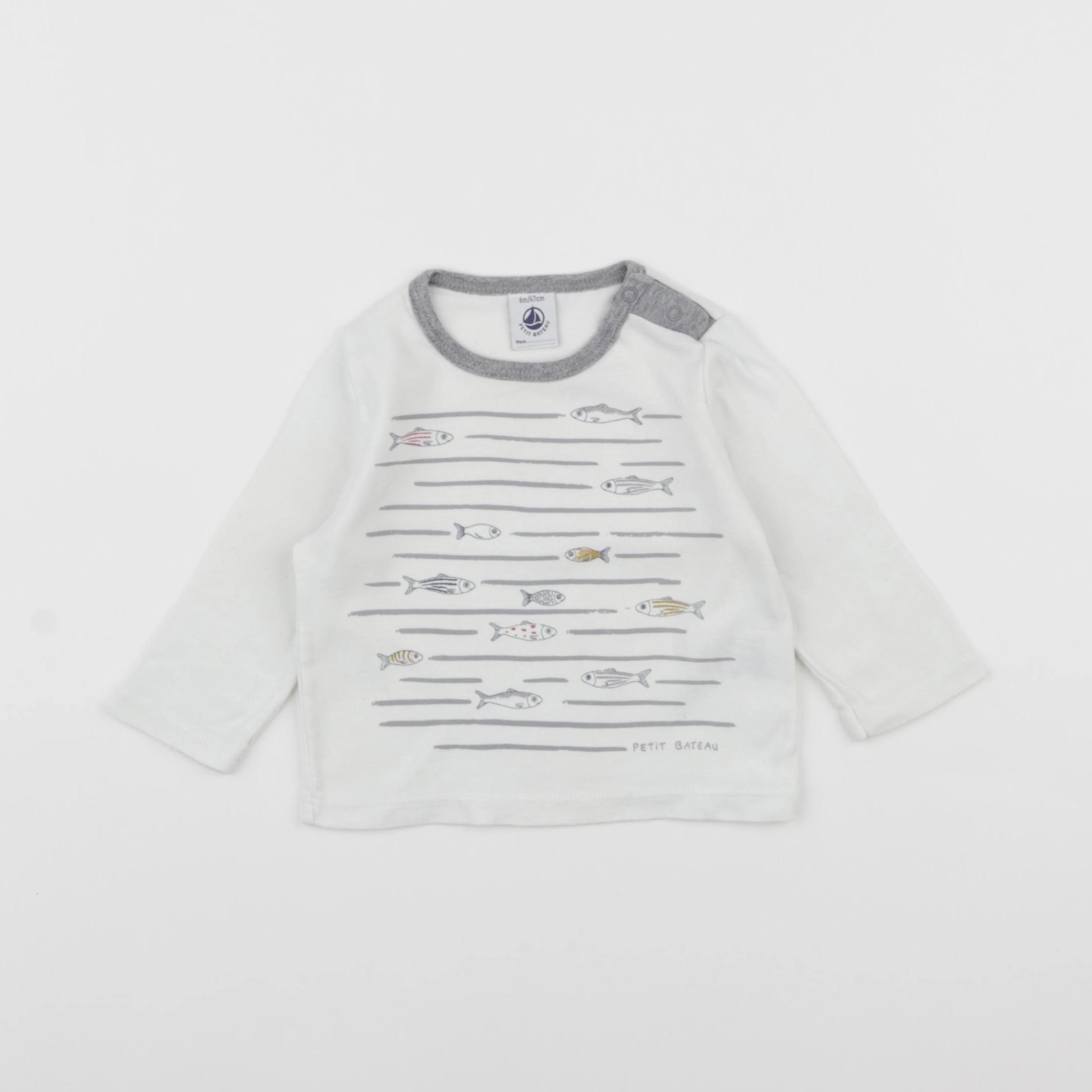 Petit Bateau - tee-shirt bleu - 6 mois