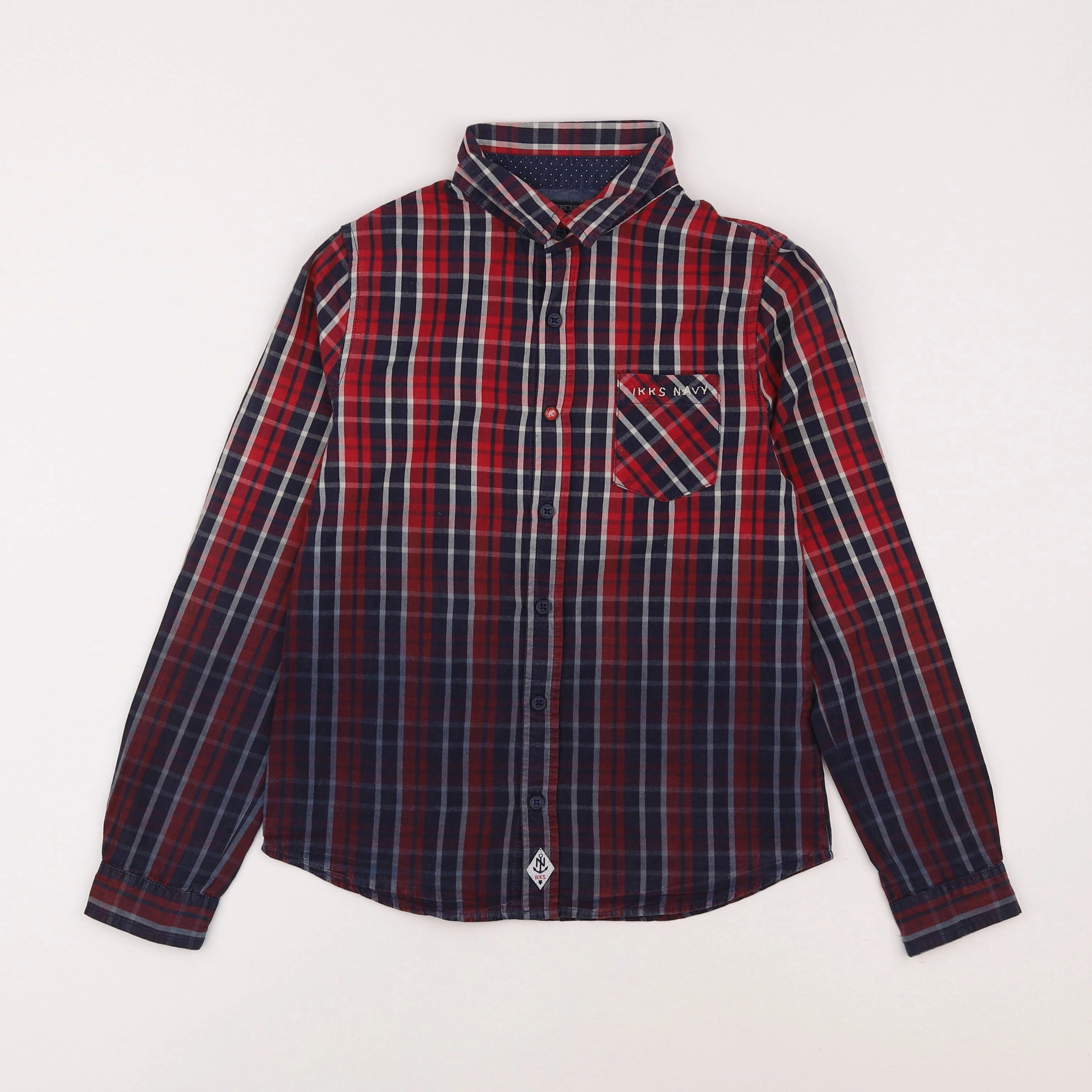 IKKS - chemise bleu, rouge - 10 ans