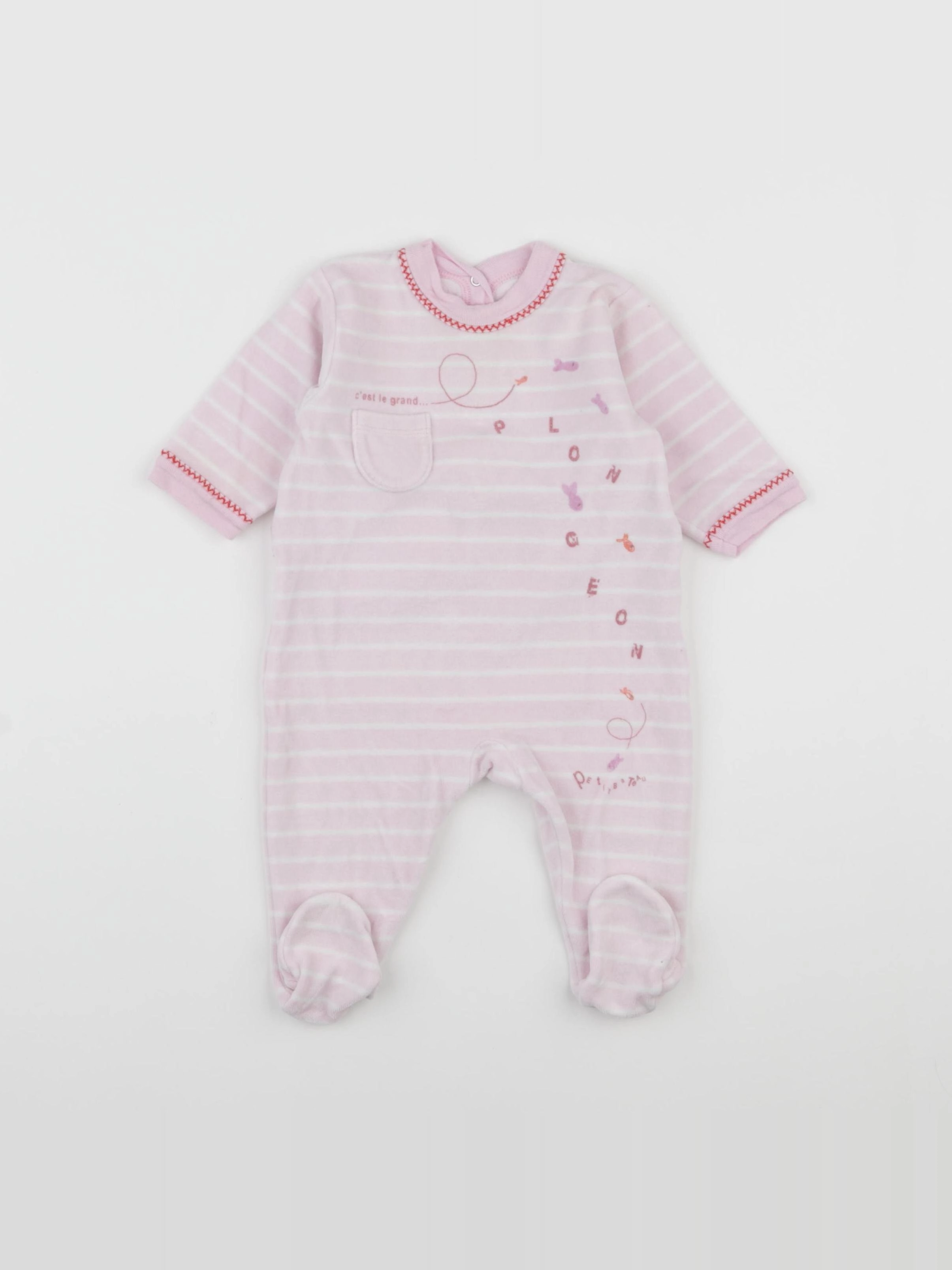 Petit Bateau - pyjama velours rose - 3 mois