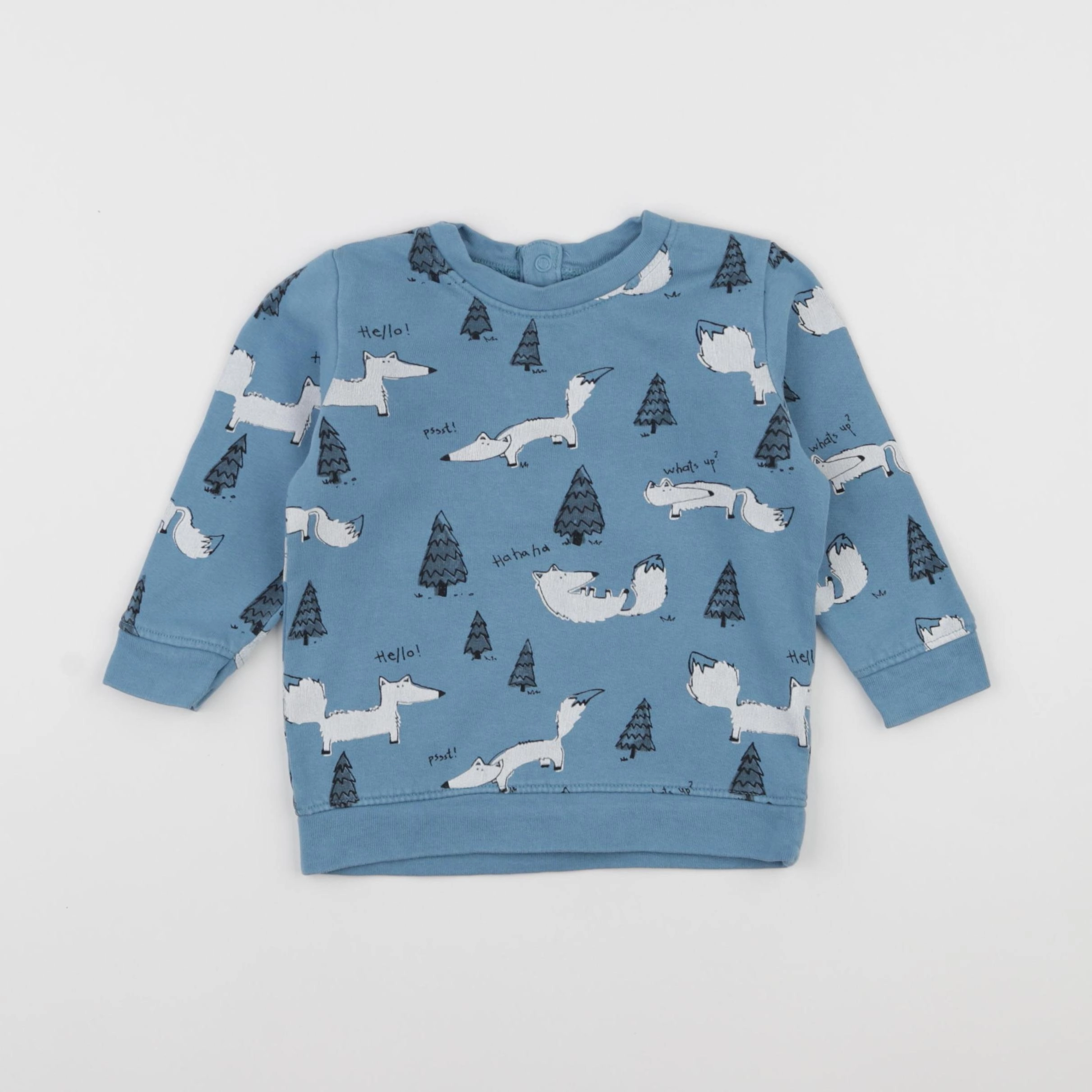 H&M - sweat bleu - 9/12 mois