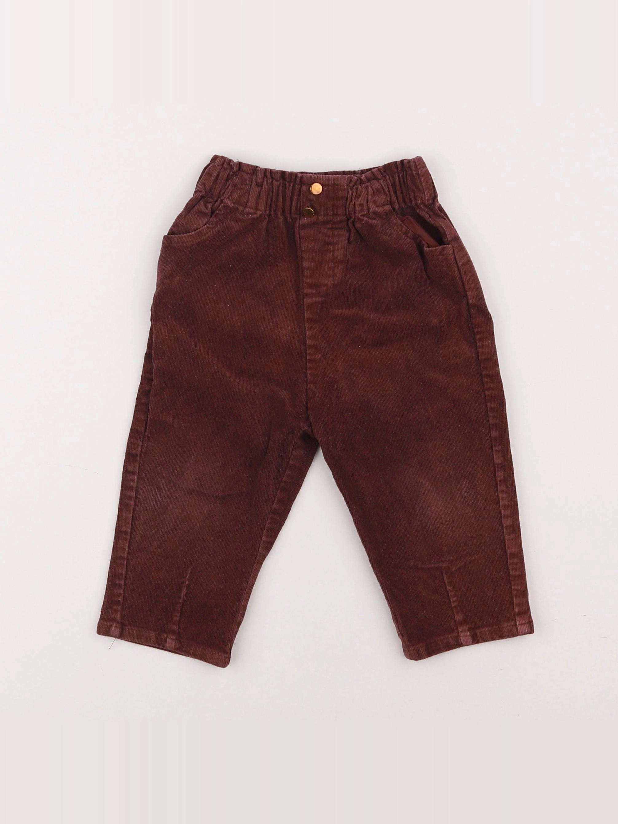 Vertbaudet - pantalon violet, marron - 18 mois