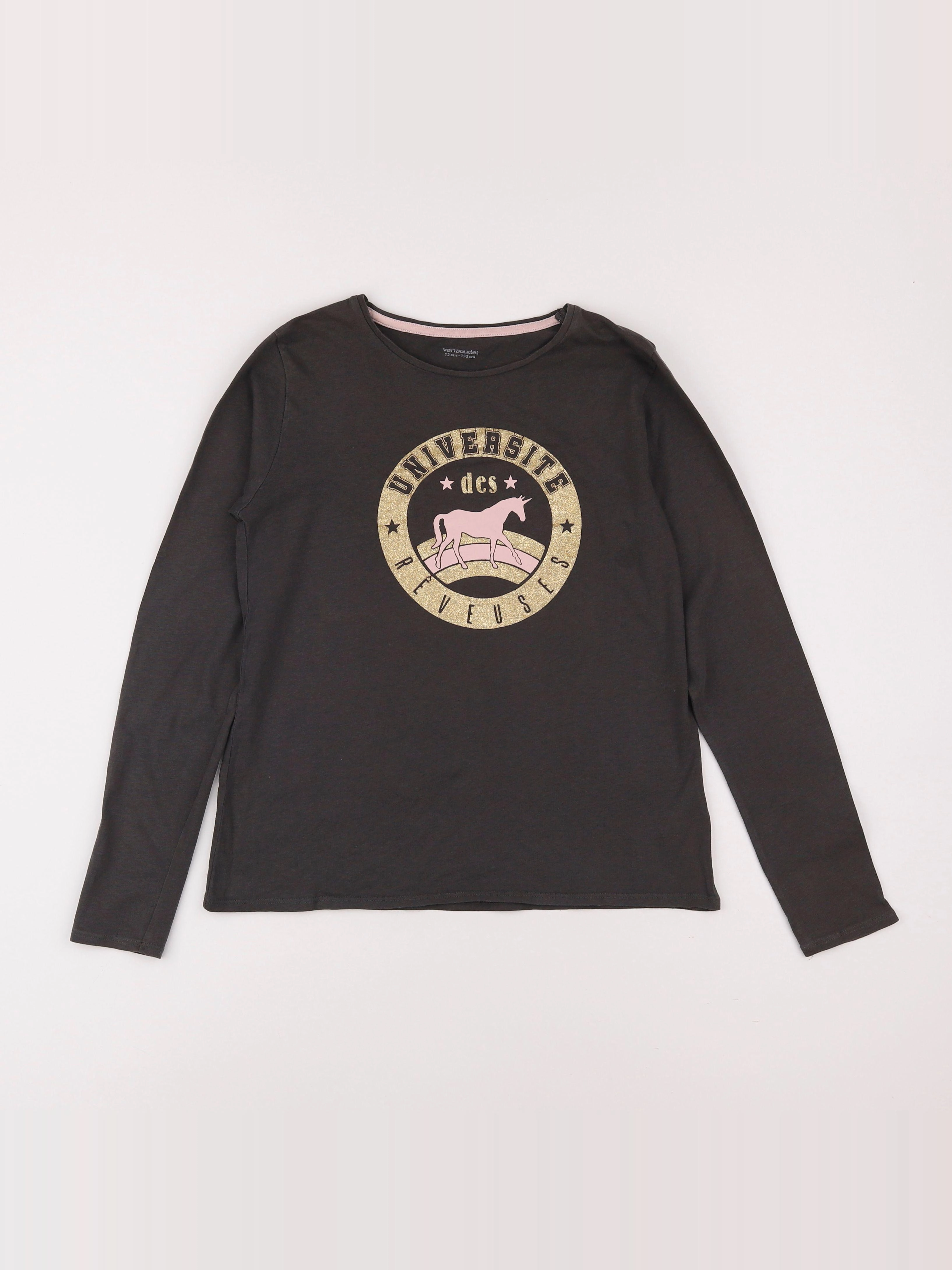Vertbaudet - tee-shirt or, gris - 12 ans