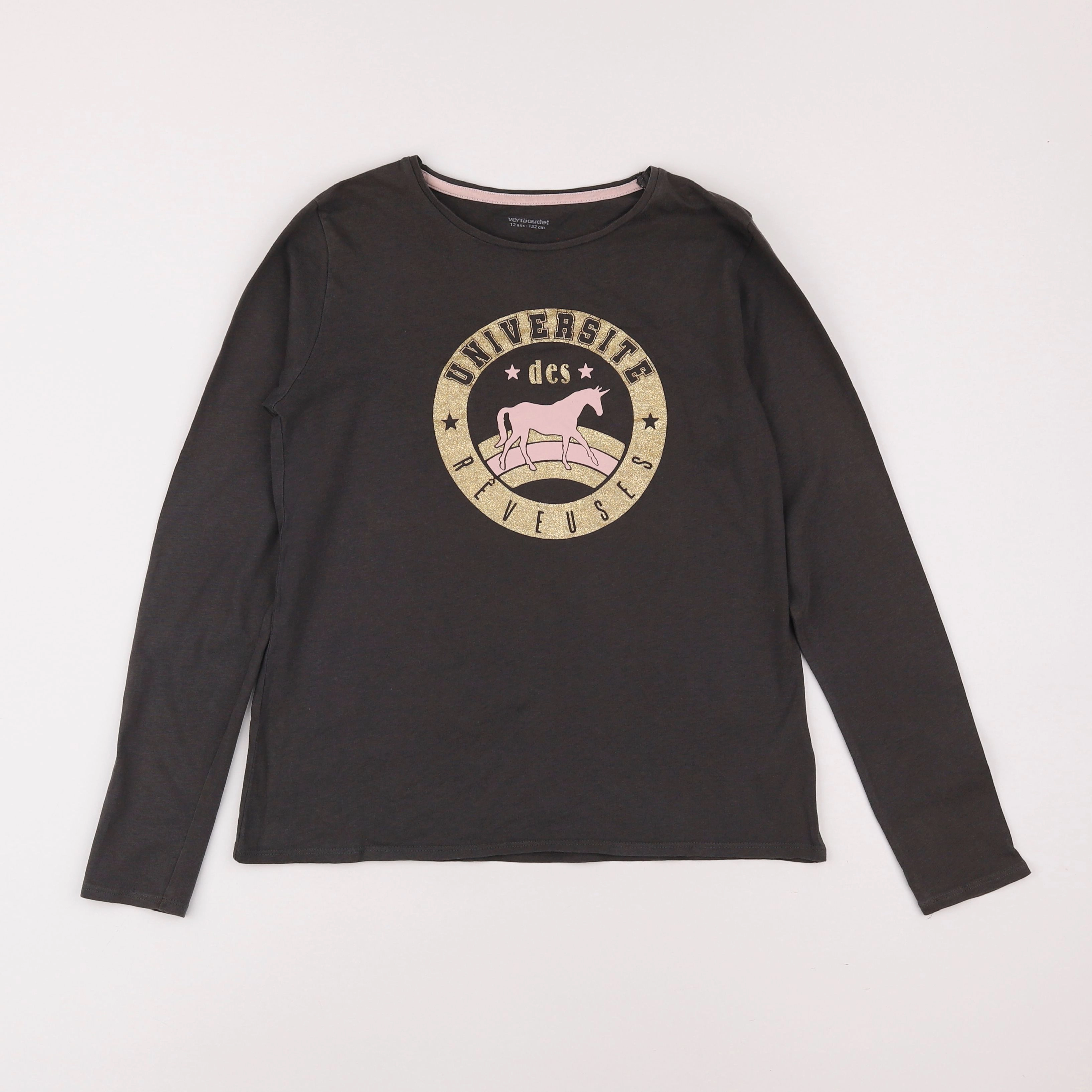 Vertbaudet - tee-shirt or, gris - 12 ans