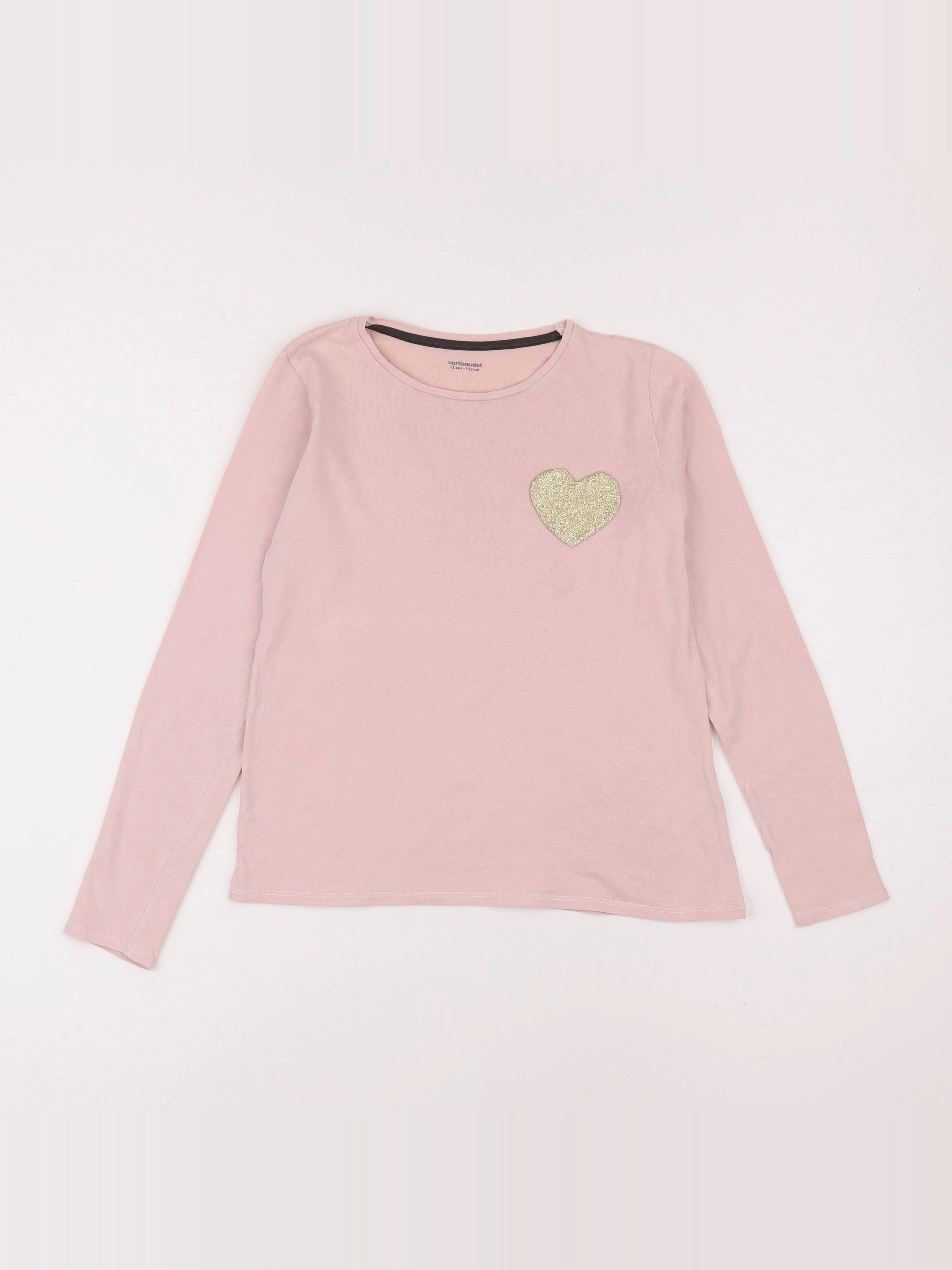 Vertbaudet - tee-shirt or, rose - 12 ans