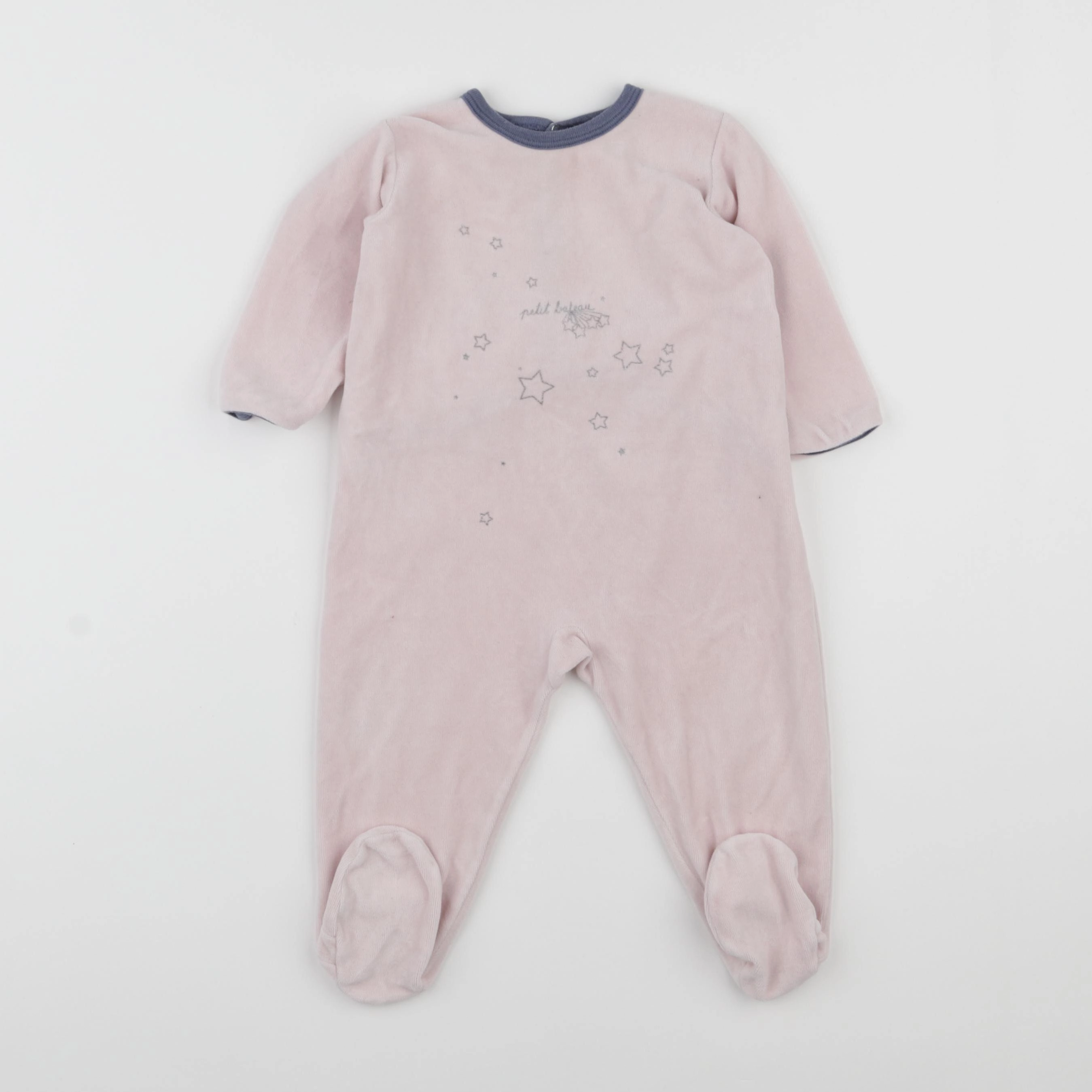 Petit Bateau - pyjama velours rose - 12 mois
