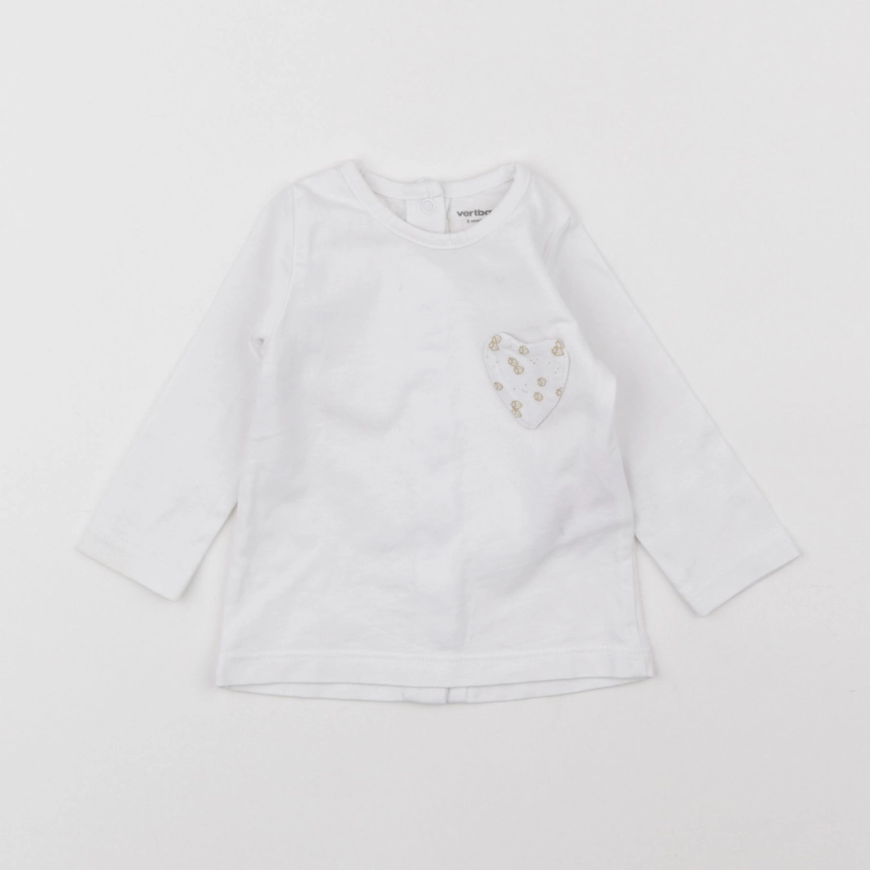 Vertbaudet - tee-shirt blanc - 3 mois