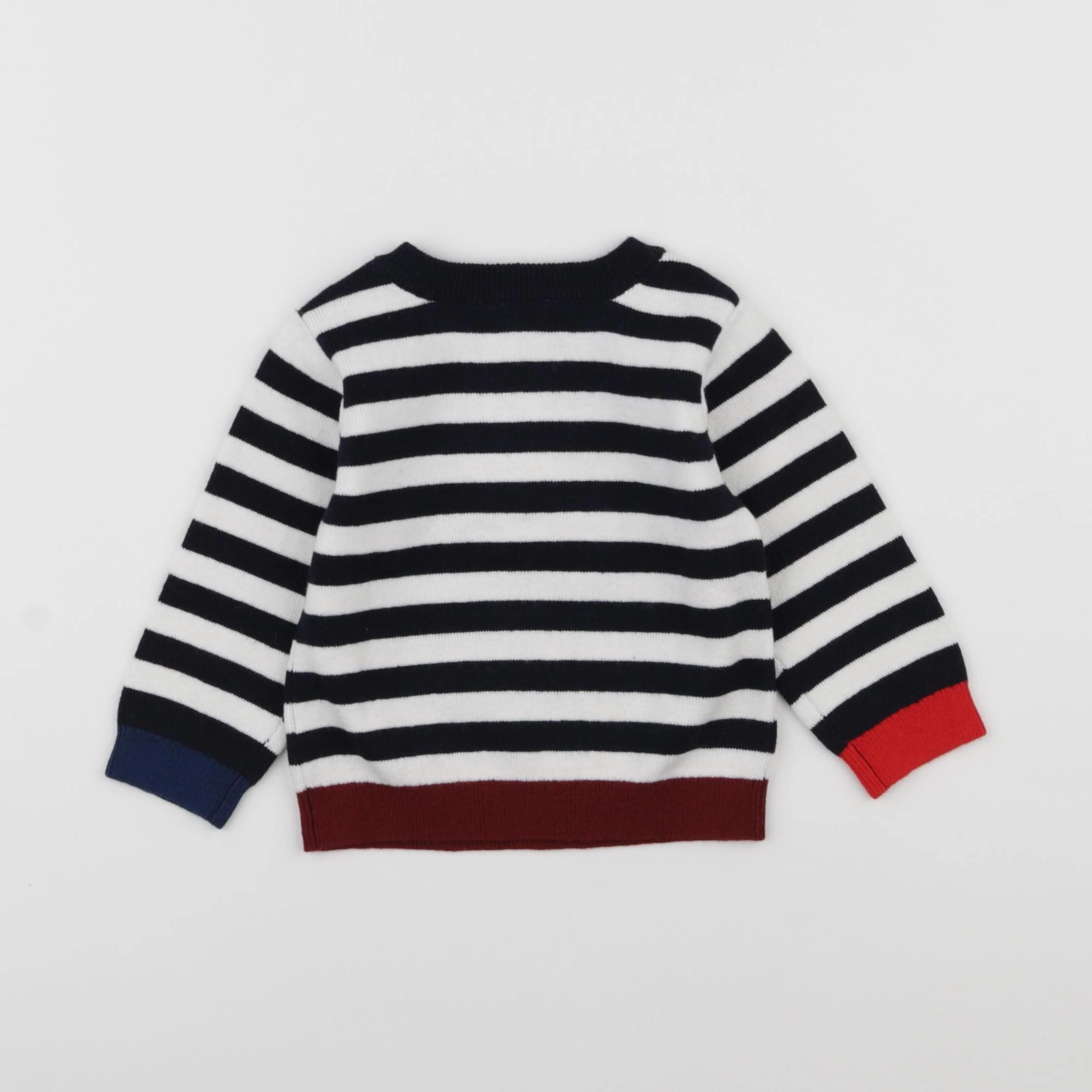 Jacadi - pull blanc, bleu - 12 mois