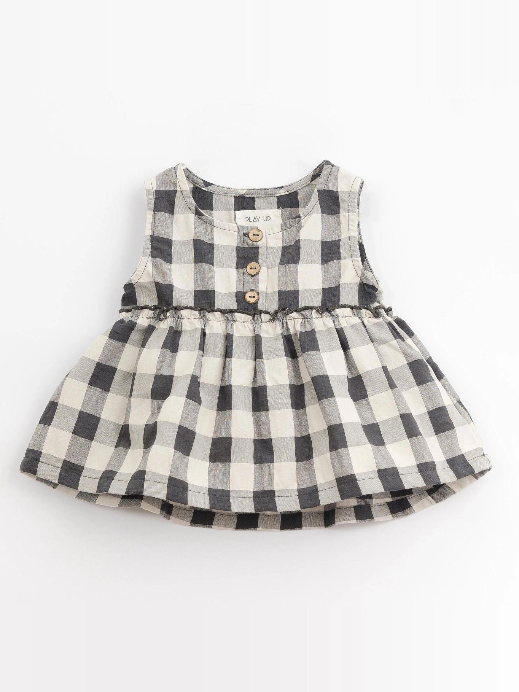 Play Up - Blouse vichy sans manches gris - 12 mois
