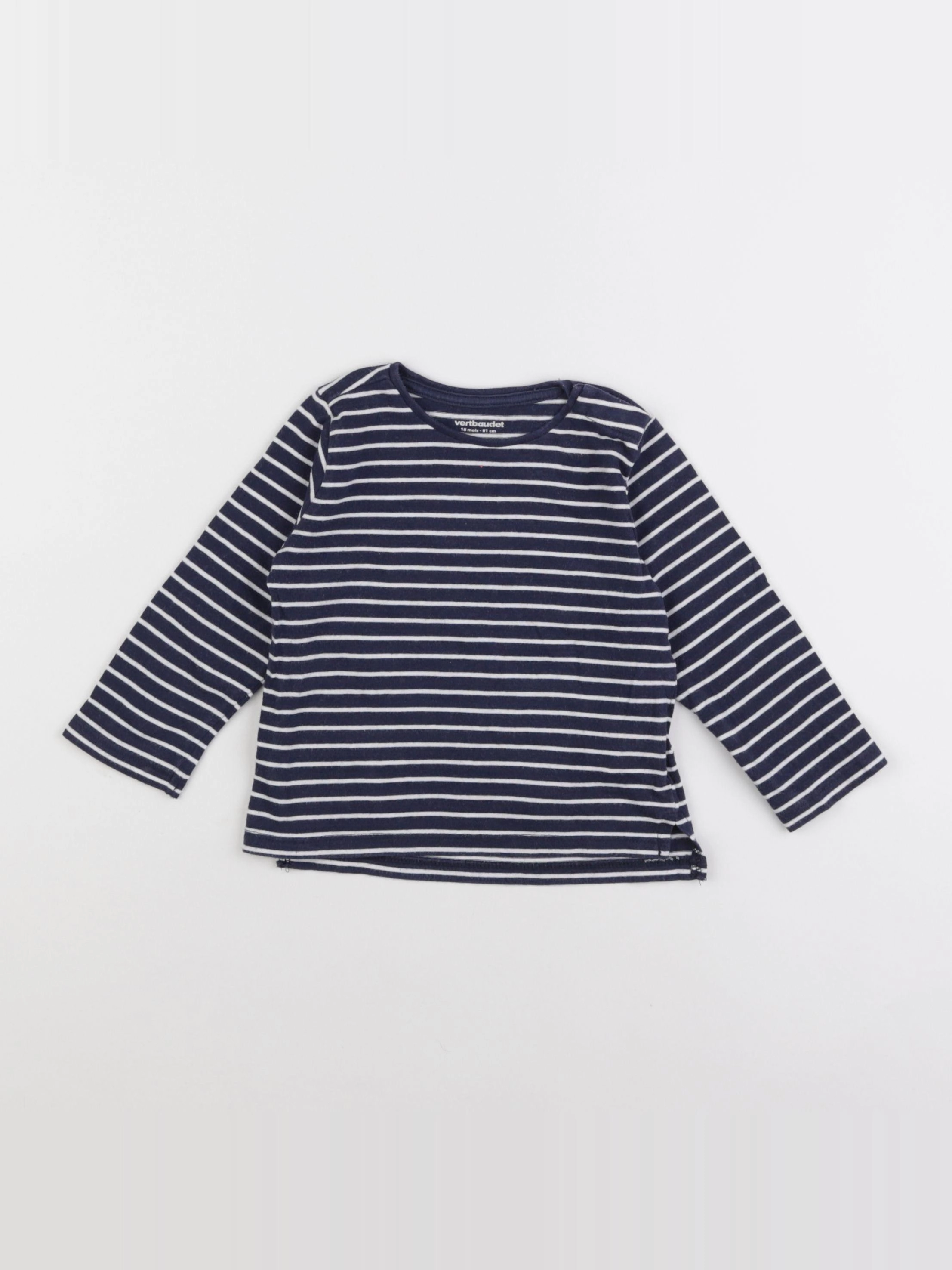 Vertbaudet - tee-shirt bleu, blanc - 18 mois