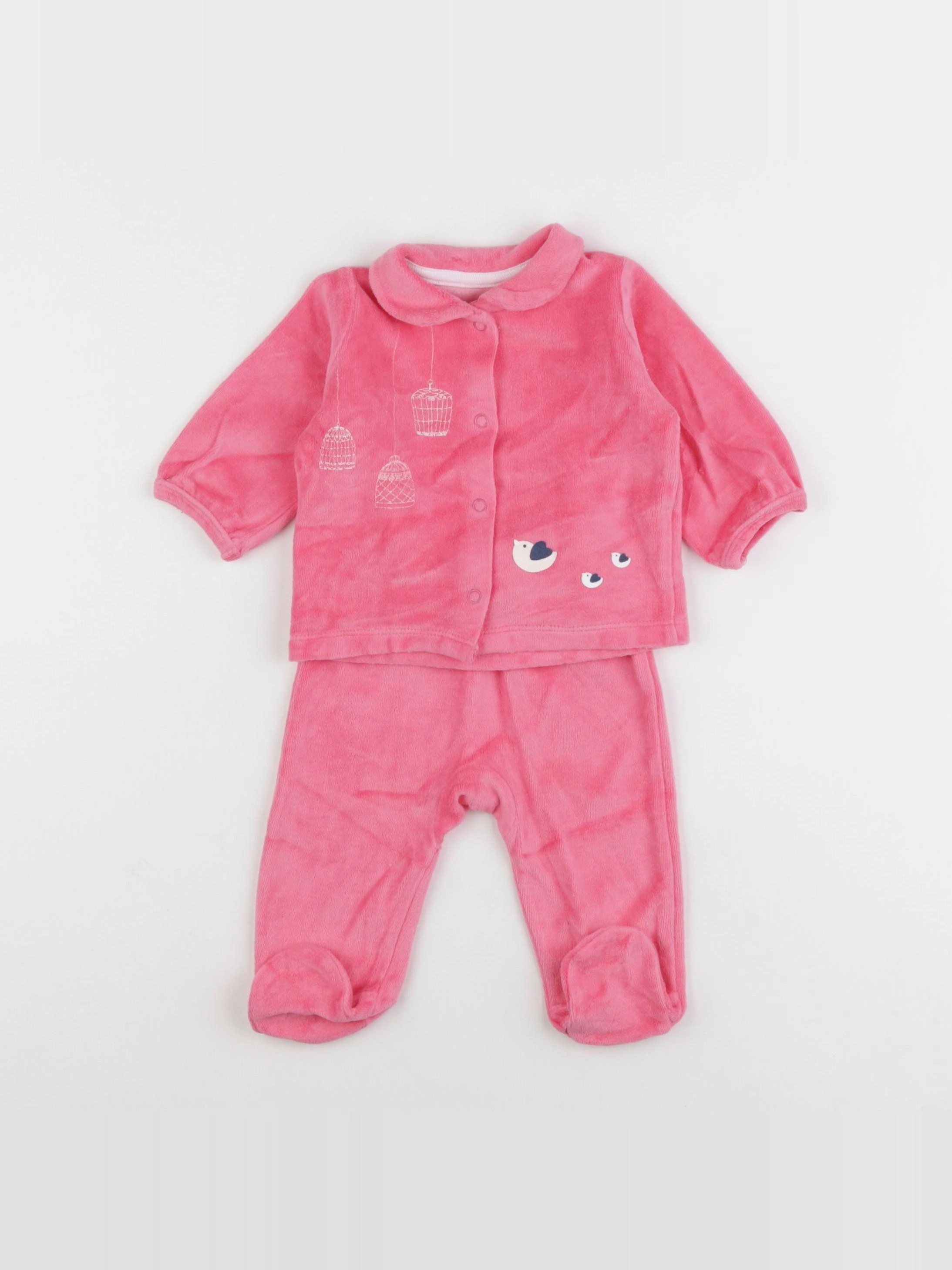 Vertbaudet - pyjama velours rose - 3 mois