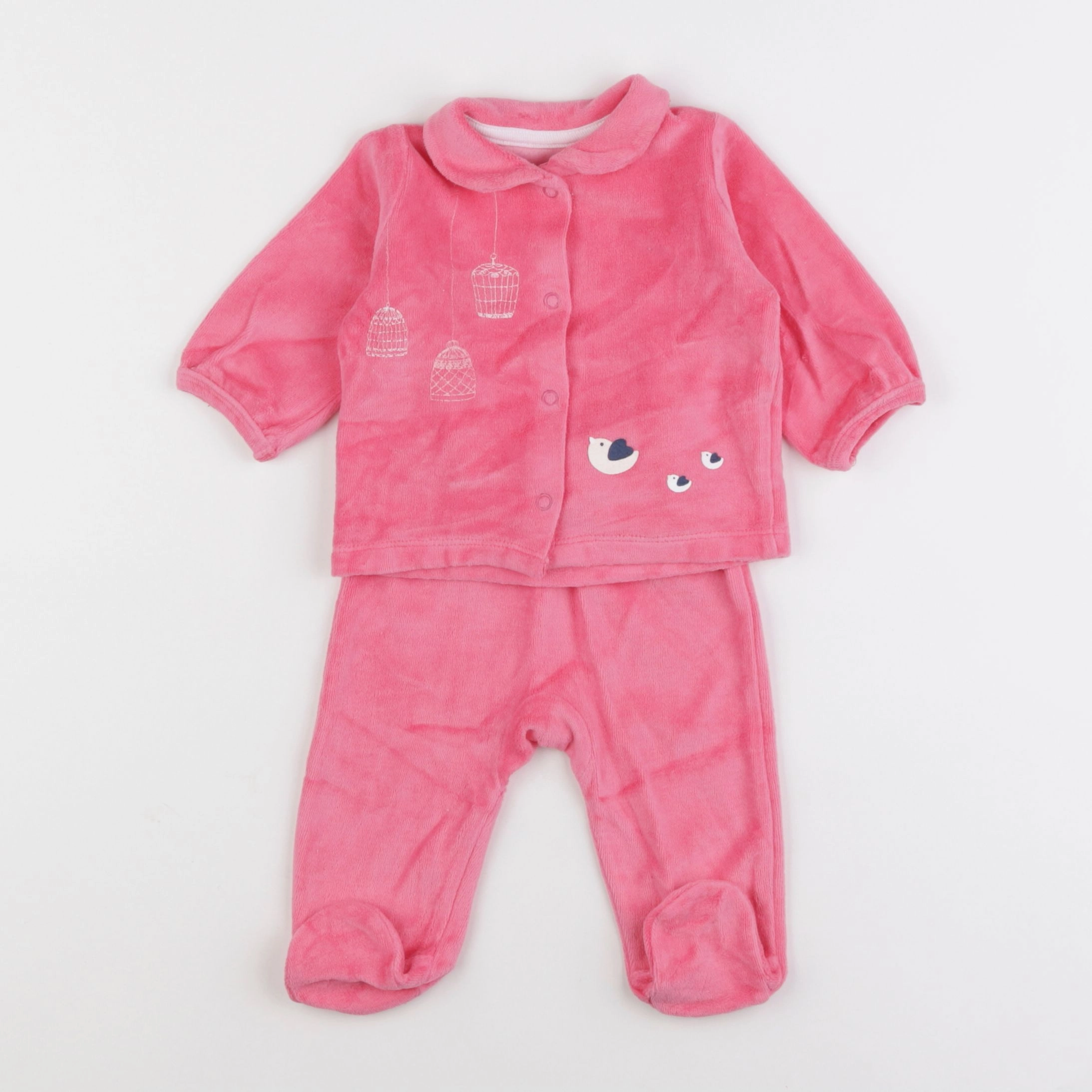 Vertbaudet - pyjama velours rose - 3 mois
