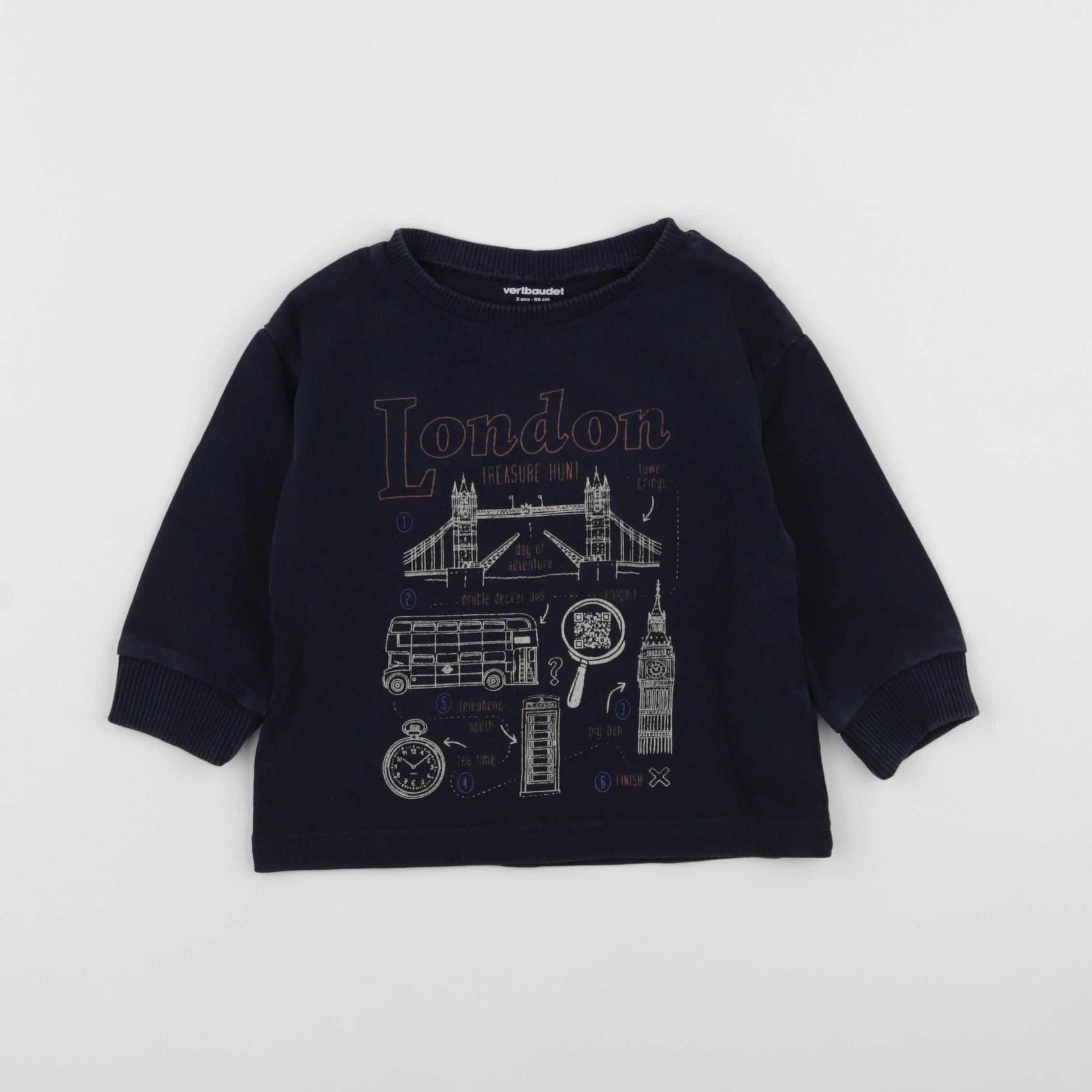 Vertbaudet - tee-shirt bleu - 2 ans