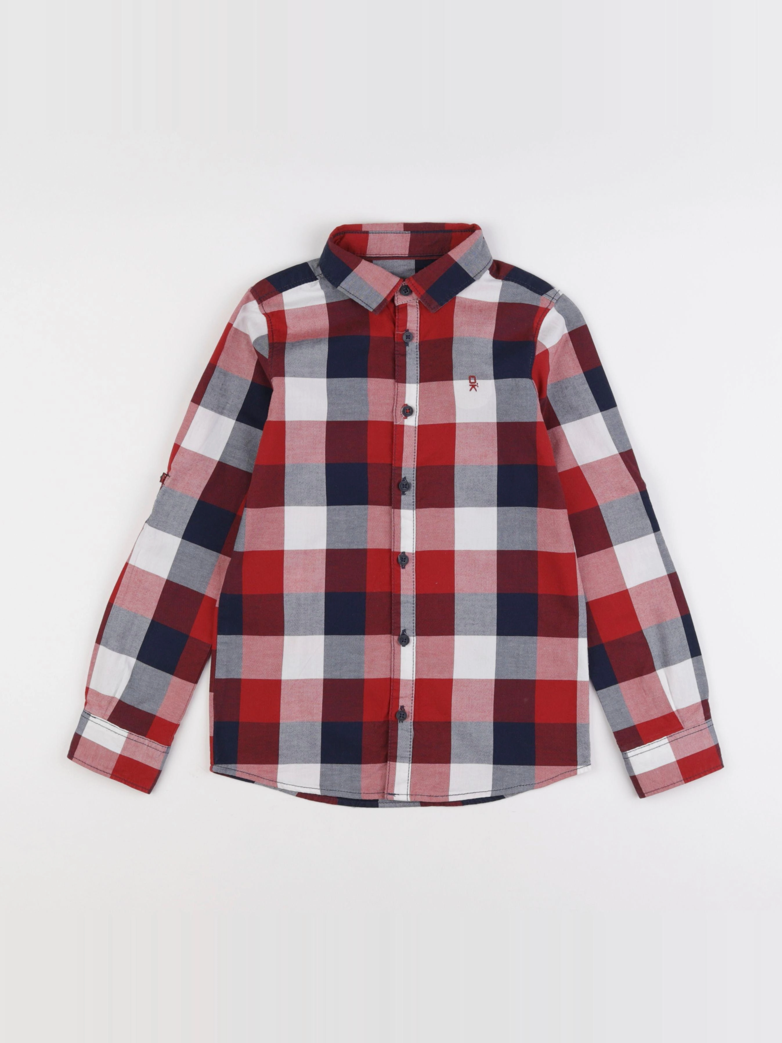Okaidi - chemise blanc, bleu, rouge - 8 ans