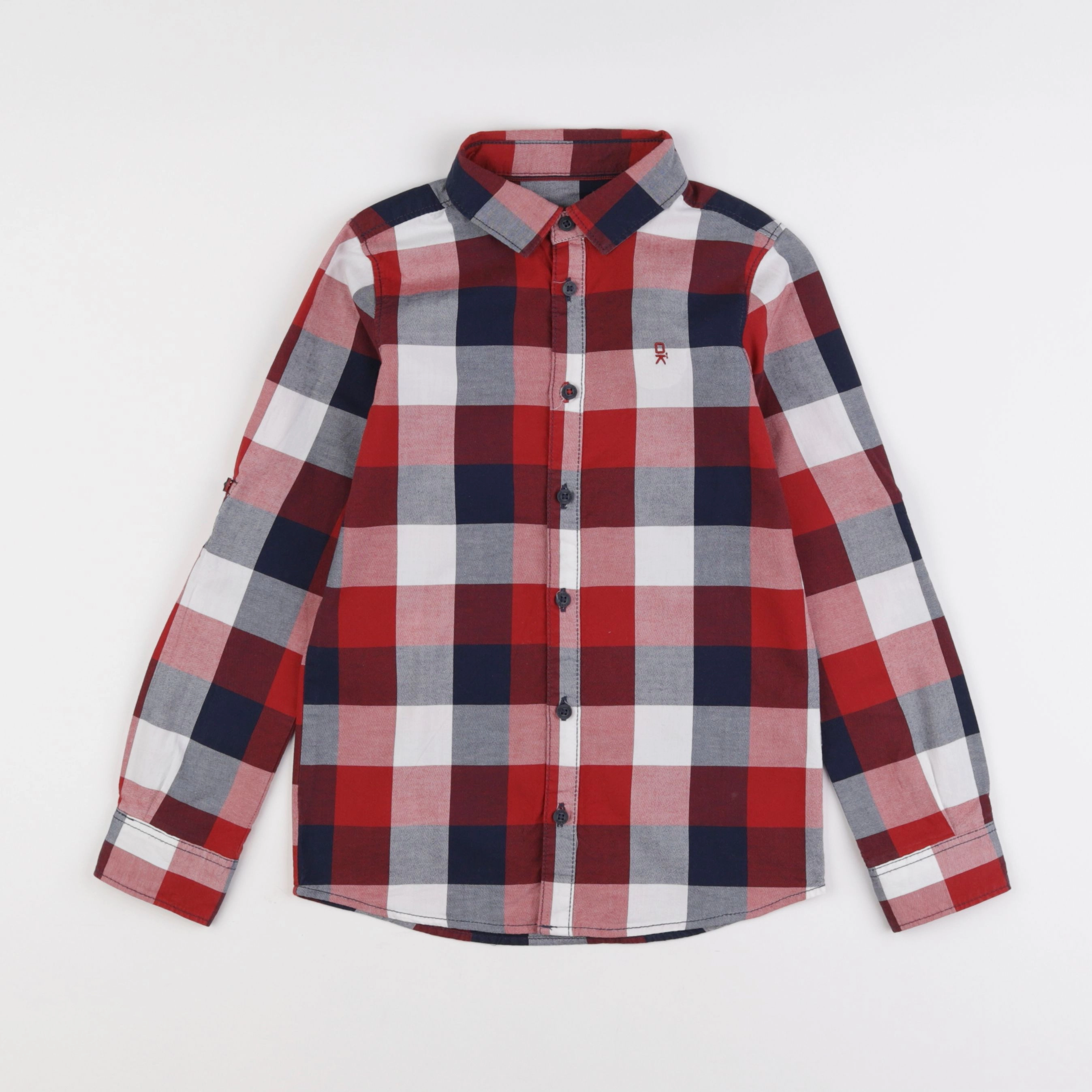 Okaidi - chemise blanc, bleu, rouge - 8 ans