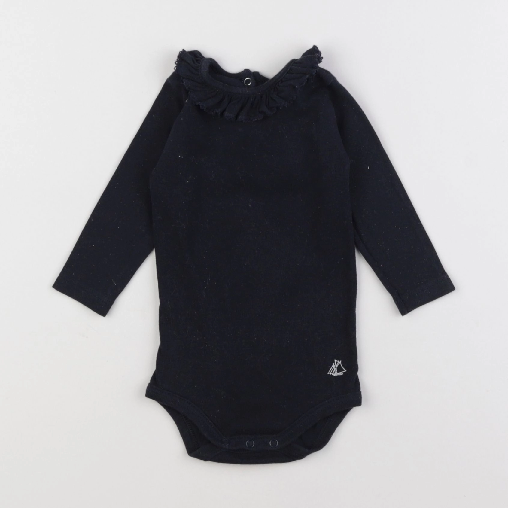 Petit Bateau - body à col bleu - 6 mois