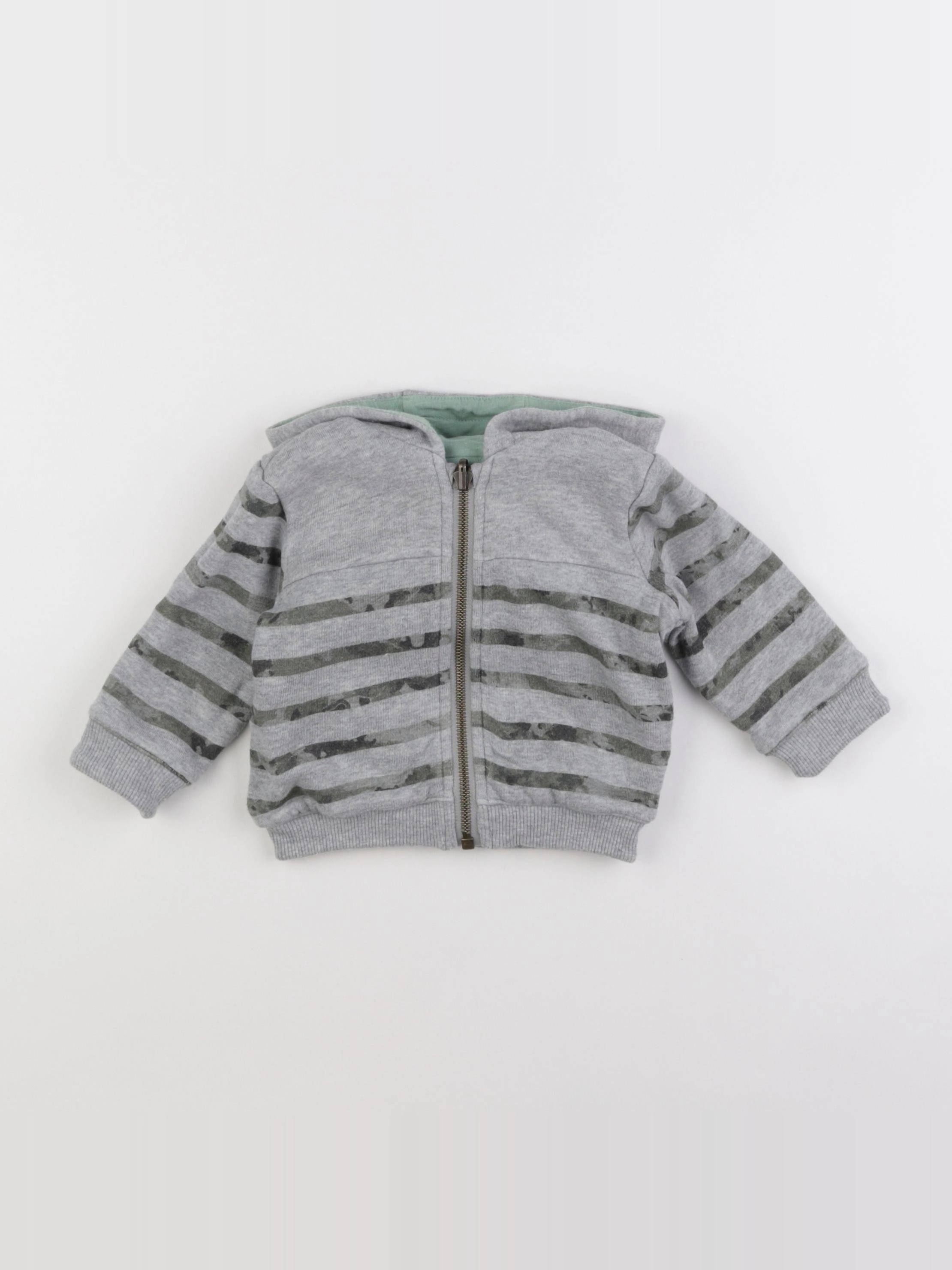 IKKS - sweat réversible gris, vert - 6 mois