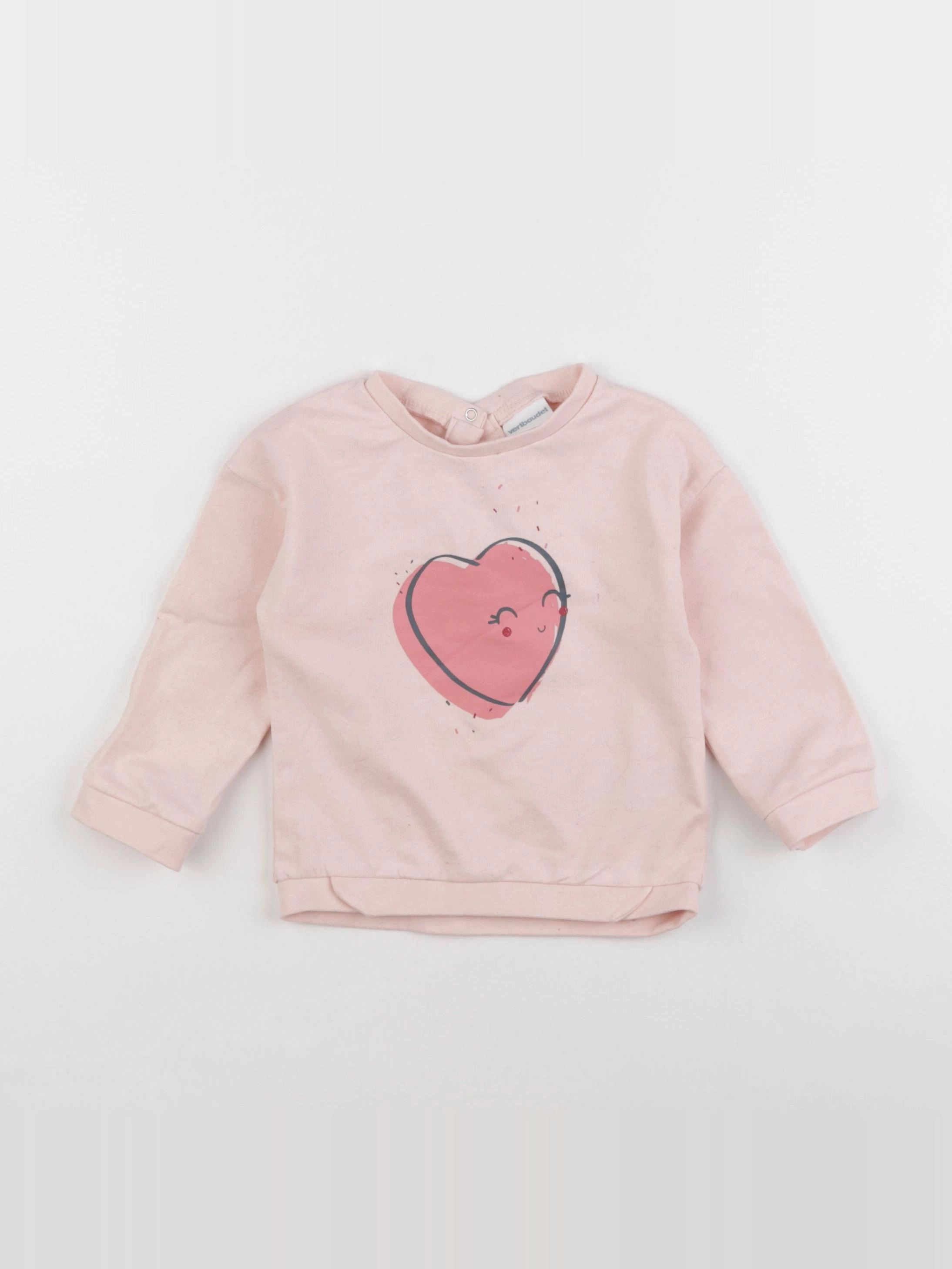 Vertbaudet - sweat rose - 18 mois