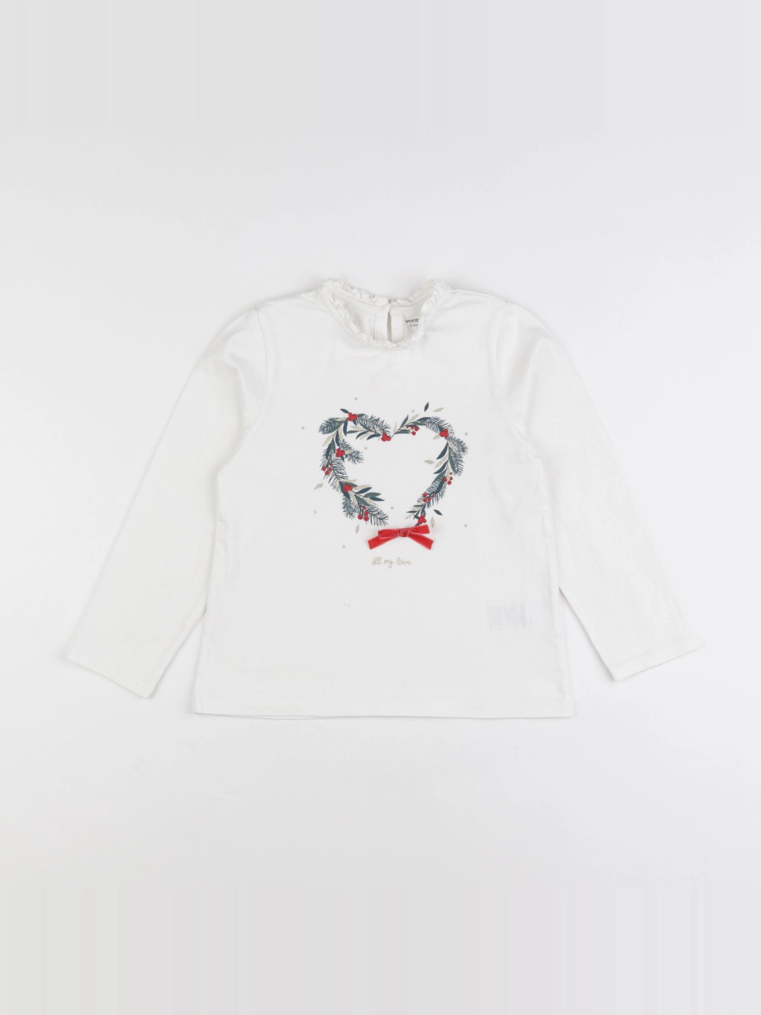 Vertbaudet - tee-shirt blanc - 6 ans