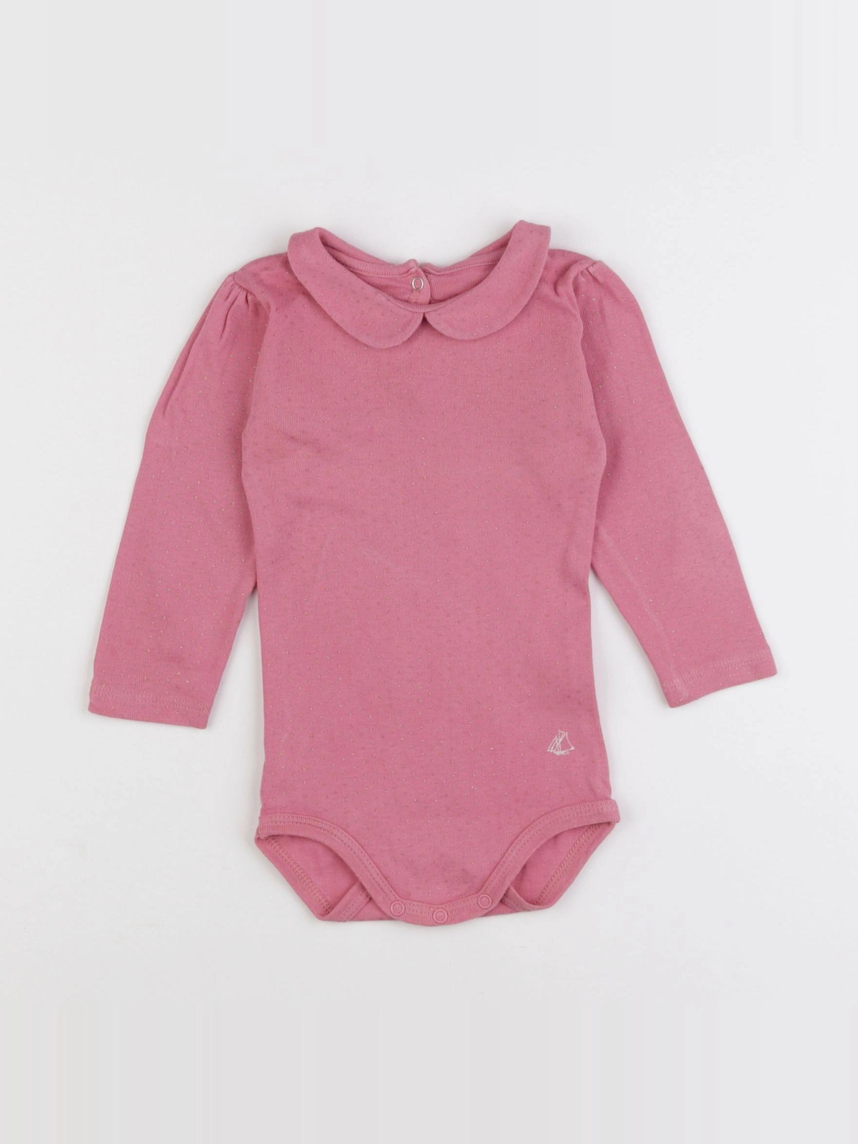 Petit Bateau - body à col rose - 12 mois