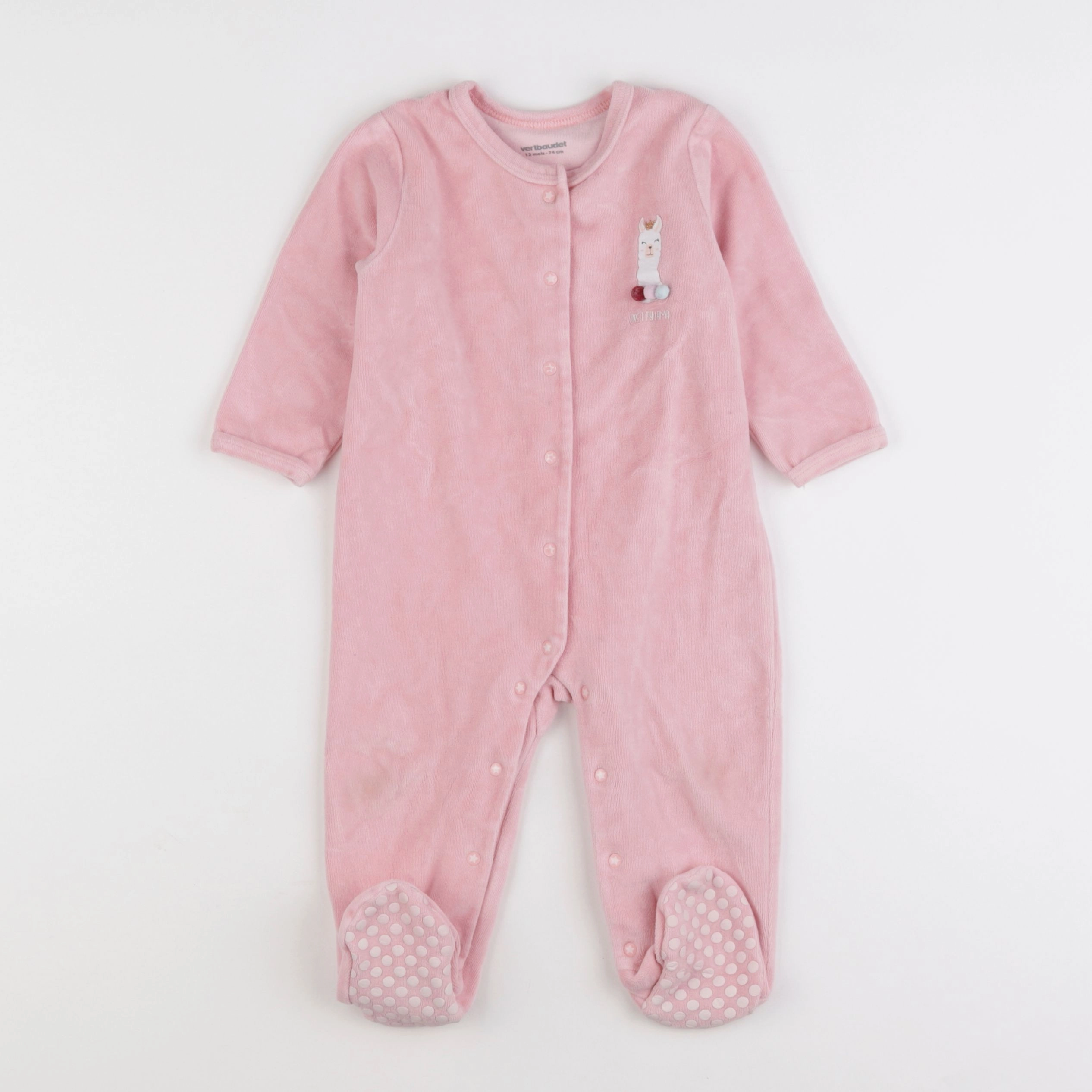 Vertbaudet - pyjama velours rose - 12 mois