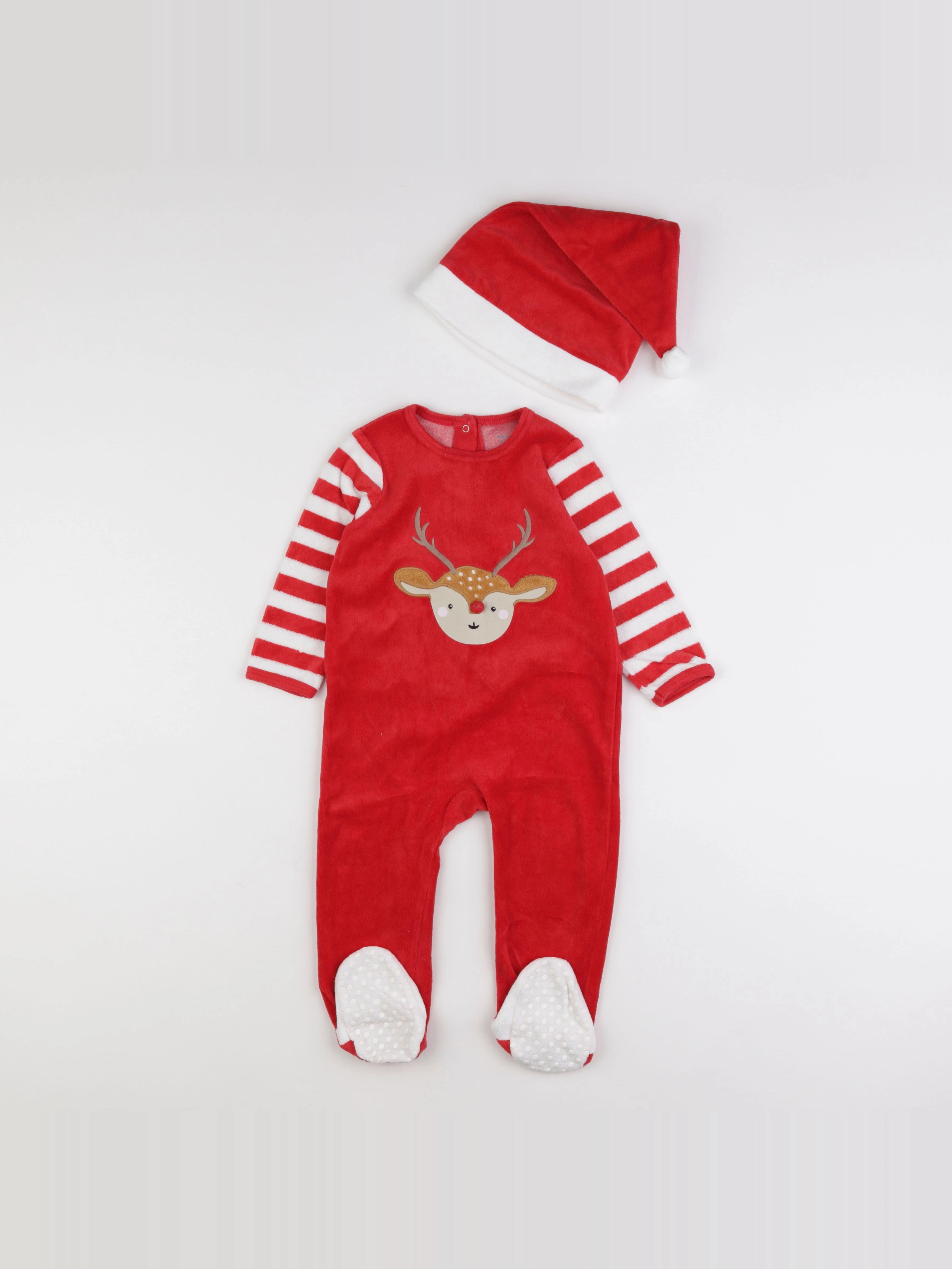 Vertbaudet - pyjama velours rouge - 18 mois