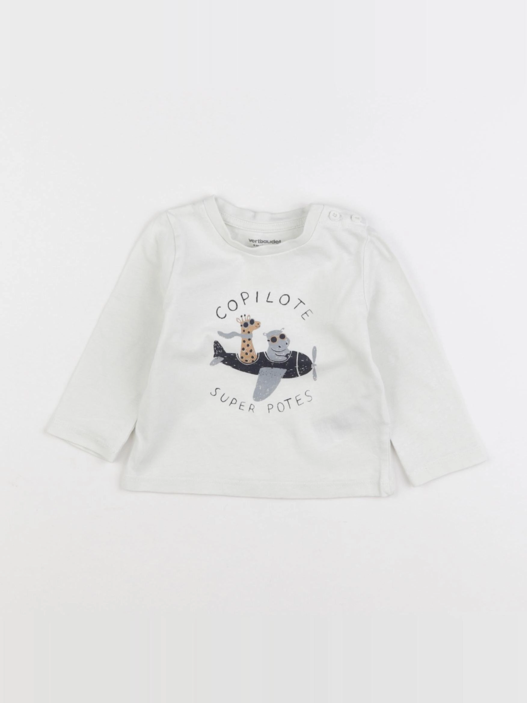 Vertbaudet - tee-shirt blanc - 6 mois