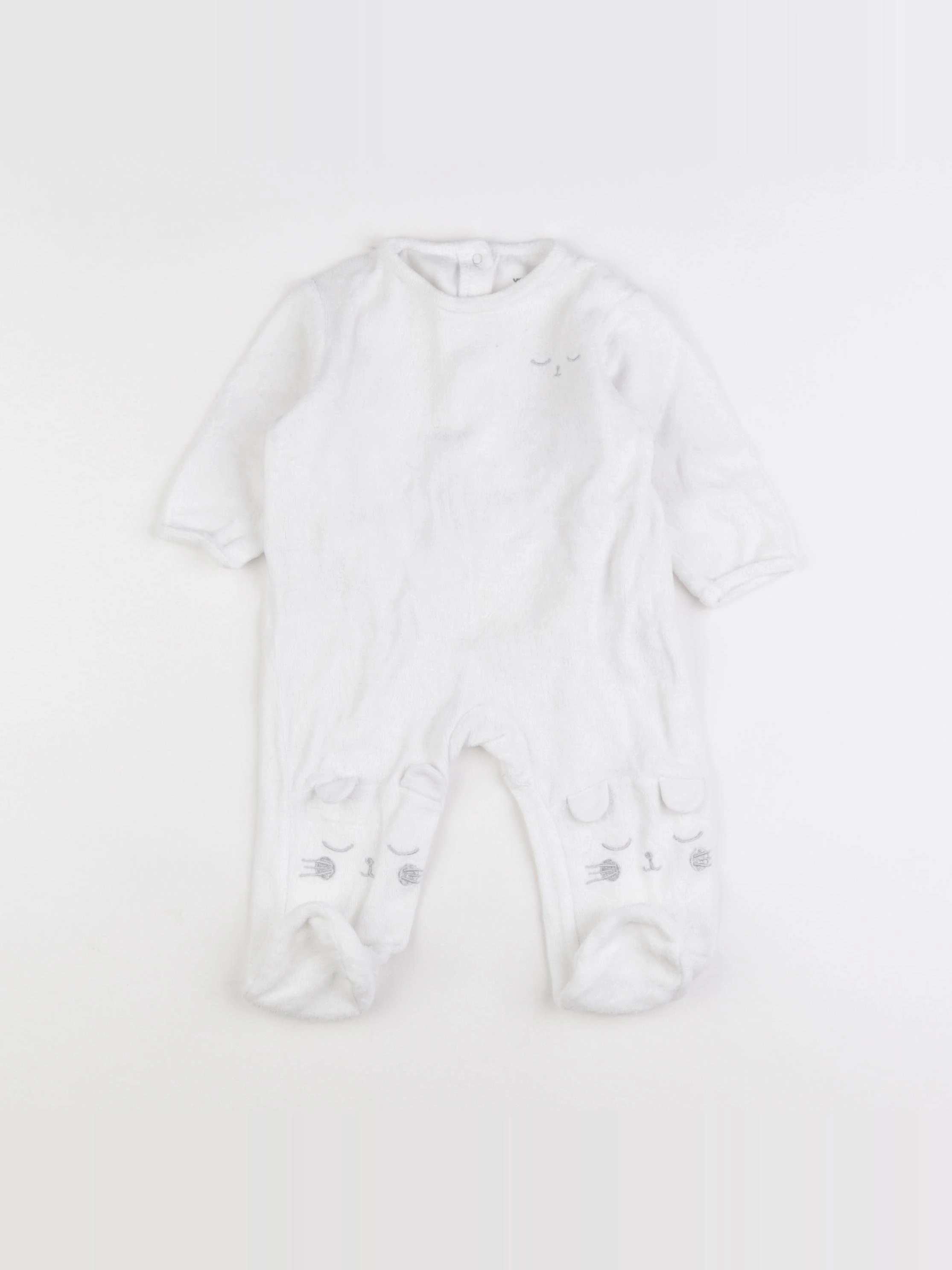 Vertbaudet - pyjama velours blanc - 6 mois