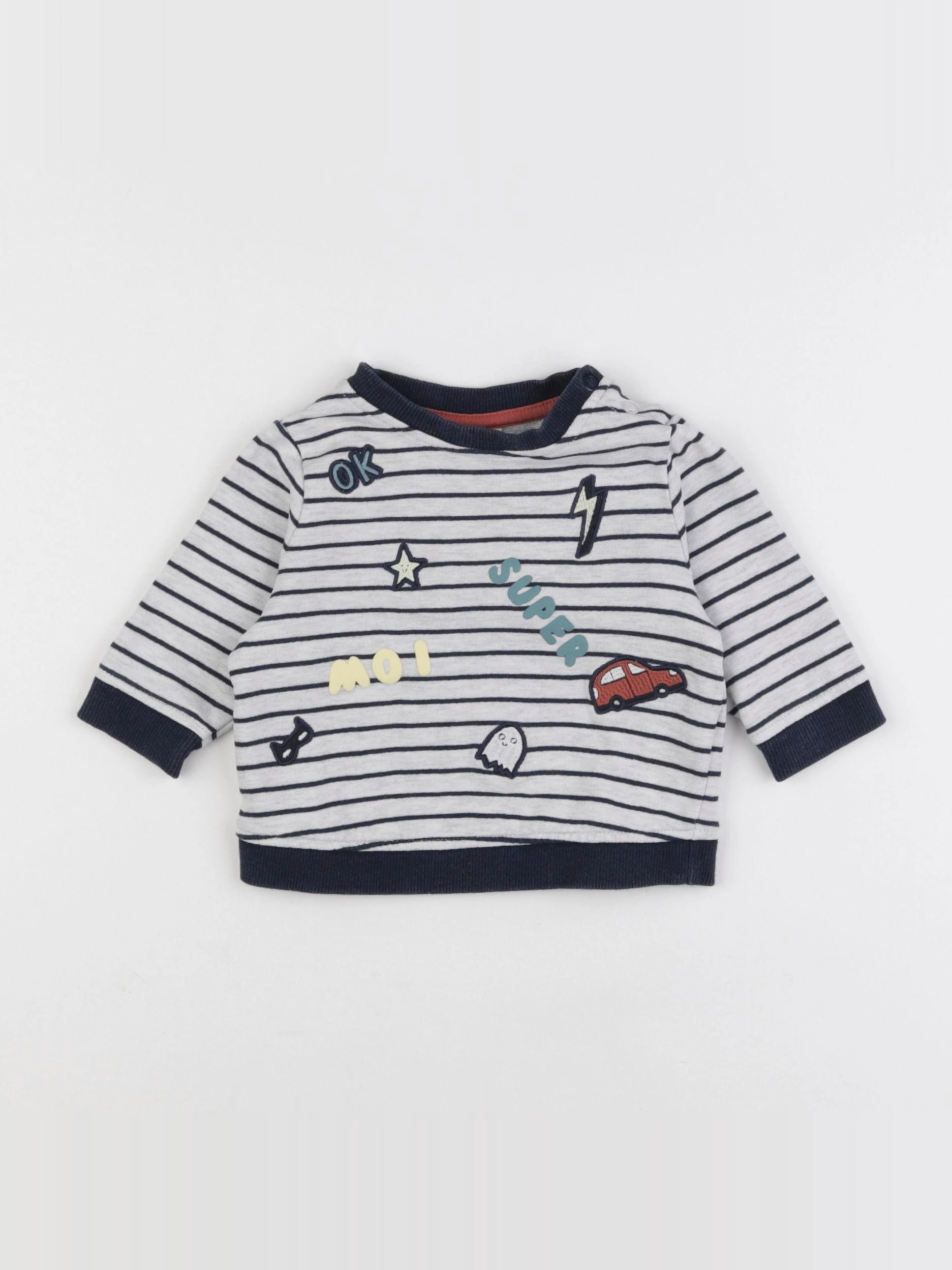 Tape à l'oeil - sweat gris, bleu - 3 mois