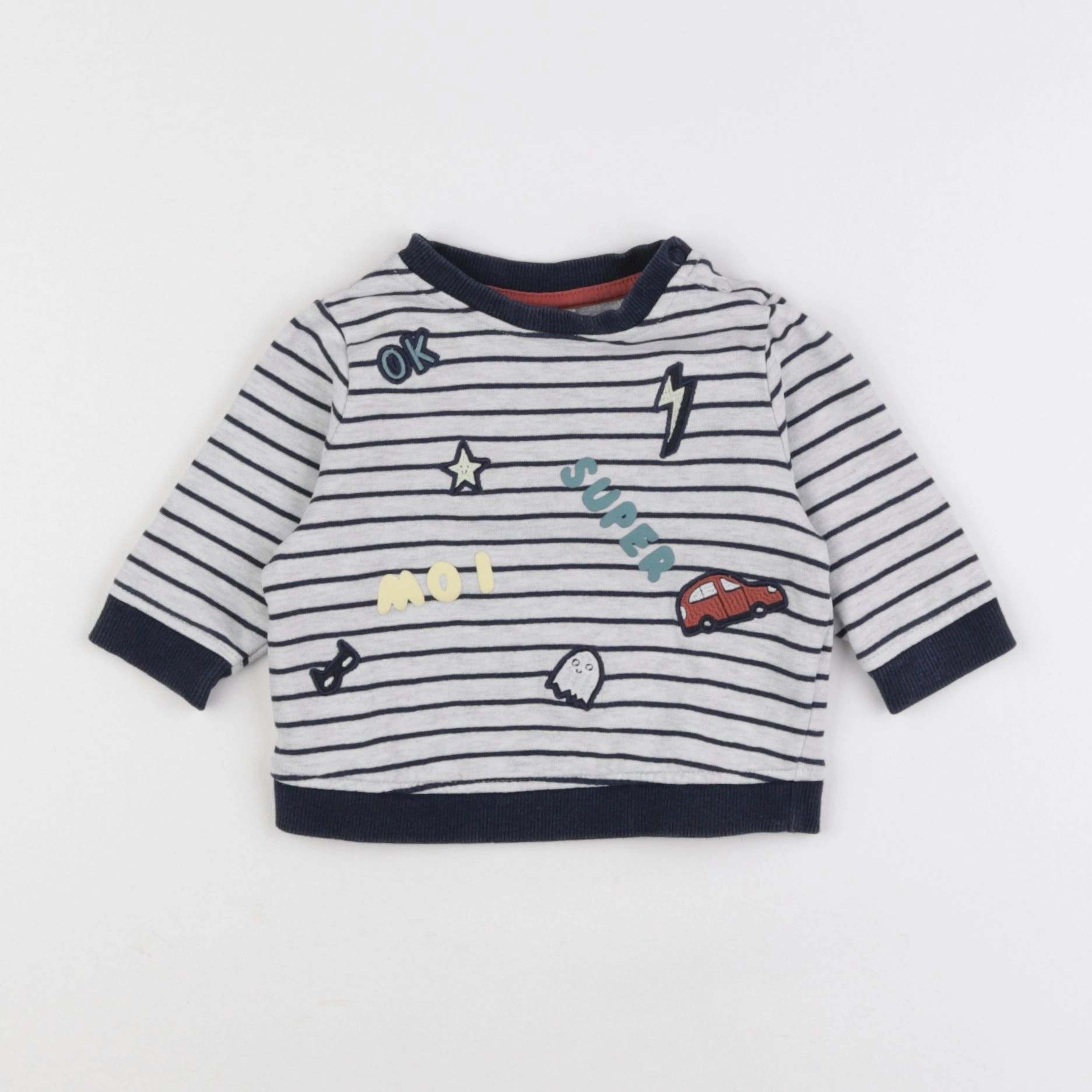 Tape à l'oeil - sweat gris, bleu - 3 mois