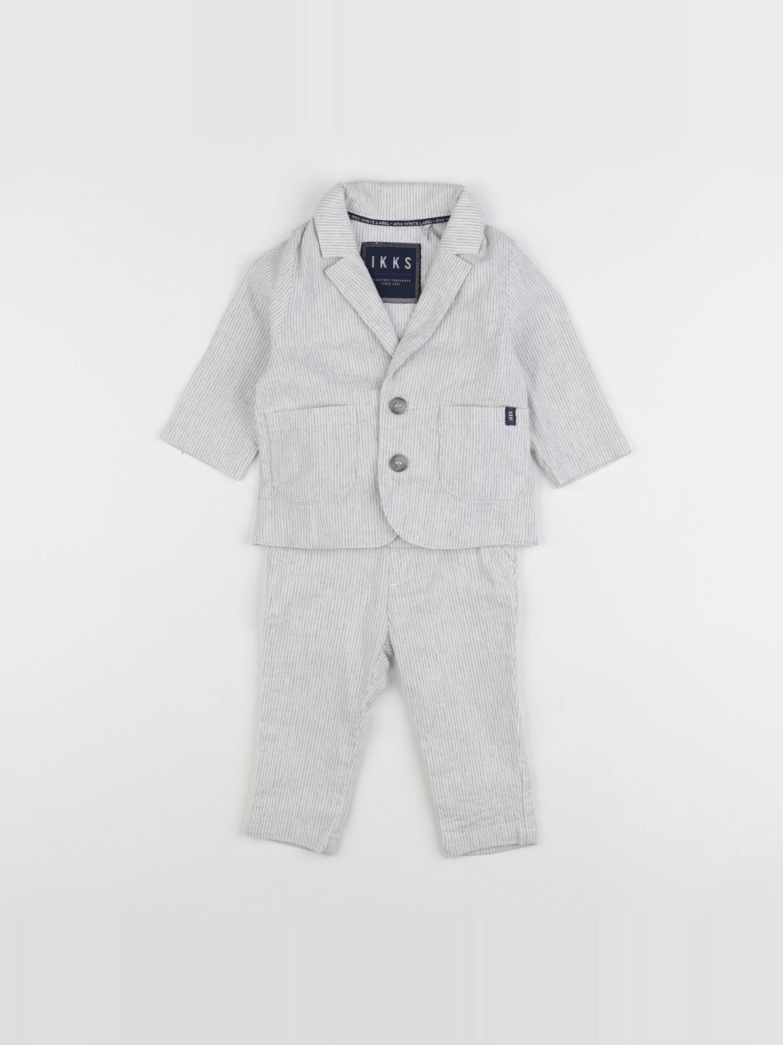 IKKS - ensemble blanc, bleu - 6 mois