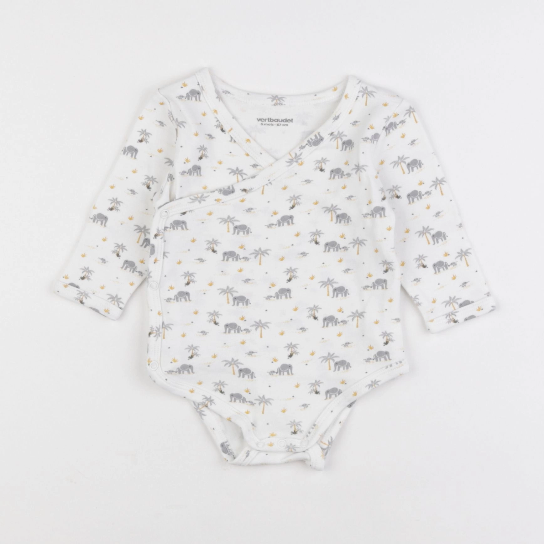 Vertbaudet - body blanc, gris - 6 mois
