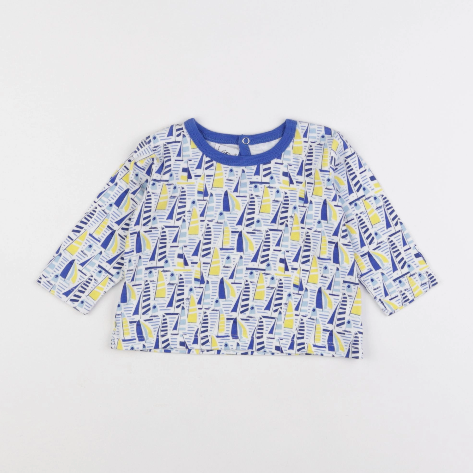 Petit Bateau - tee-shirt bleu, blanc - 6 mois