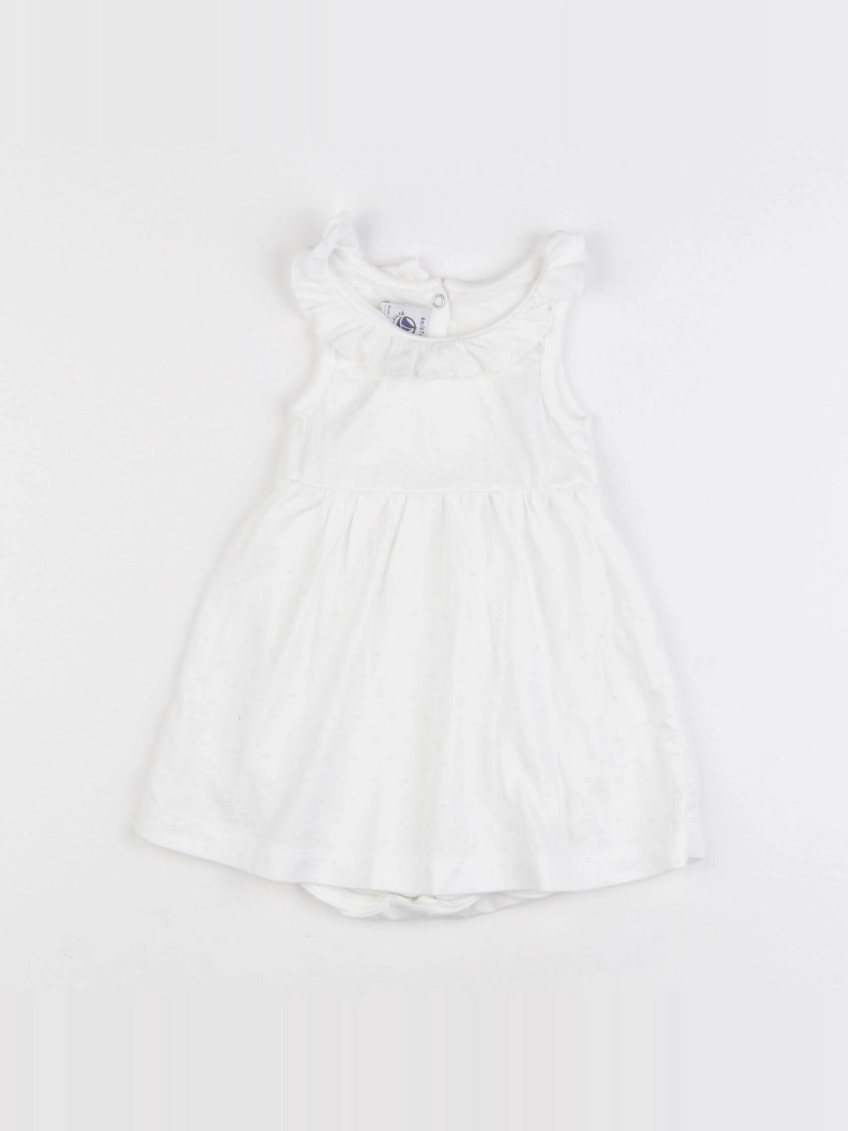 Petit Bateau - body robe blanc - 6 mois
