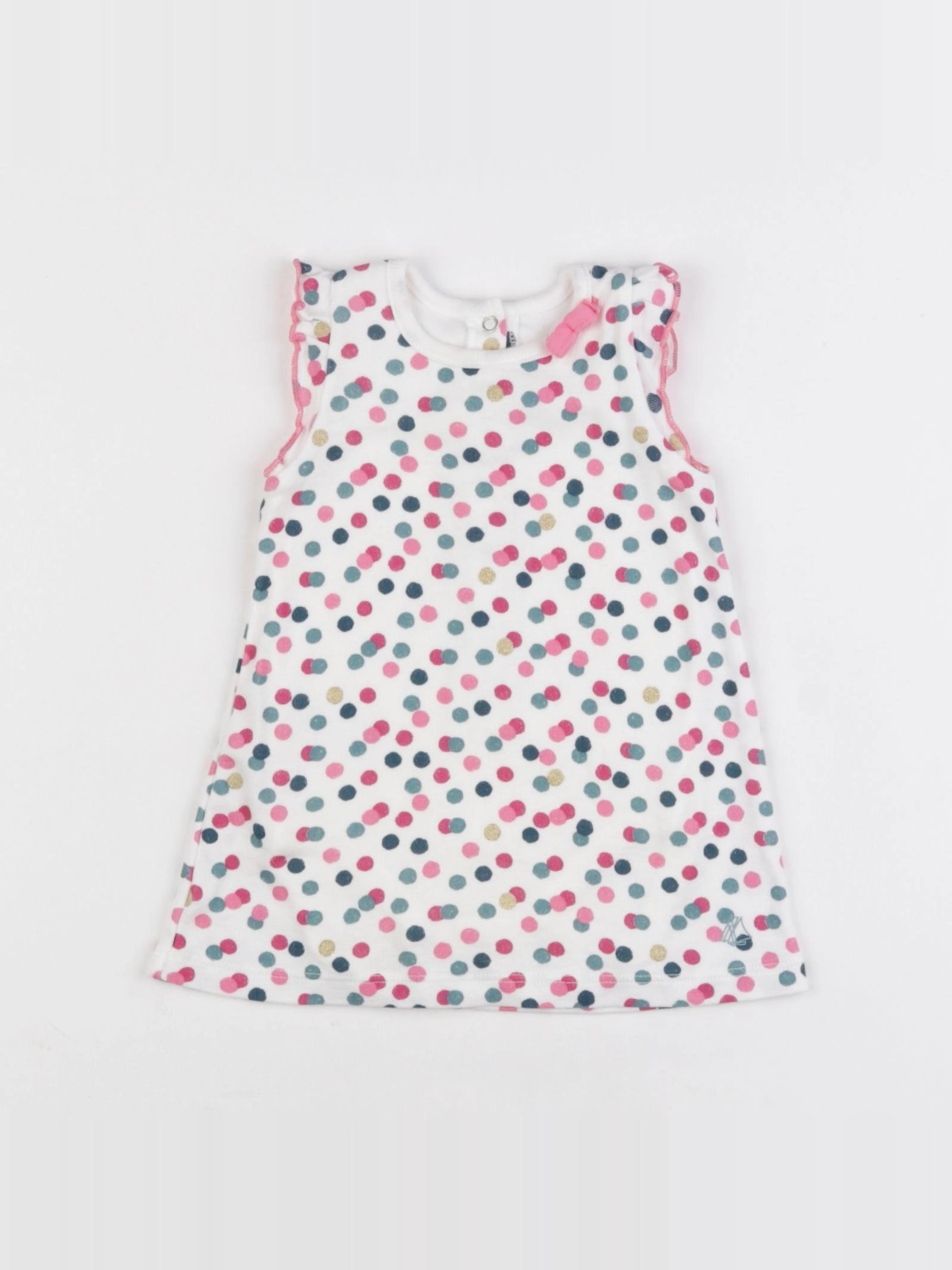 Petit Bateau - robe blanc, rose - 3 mois