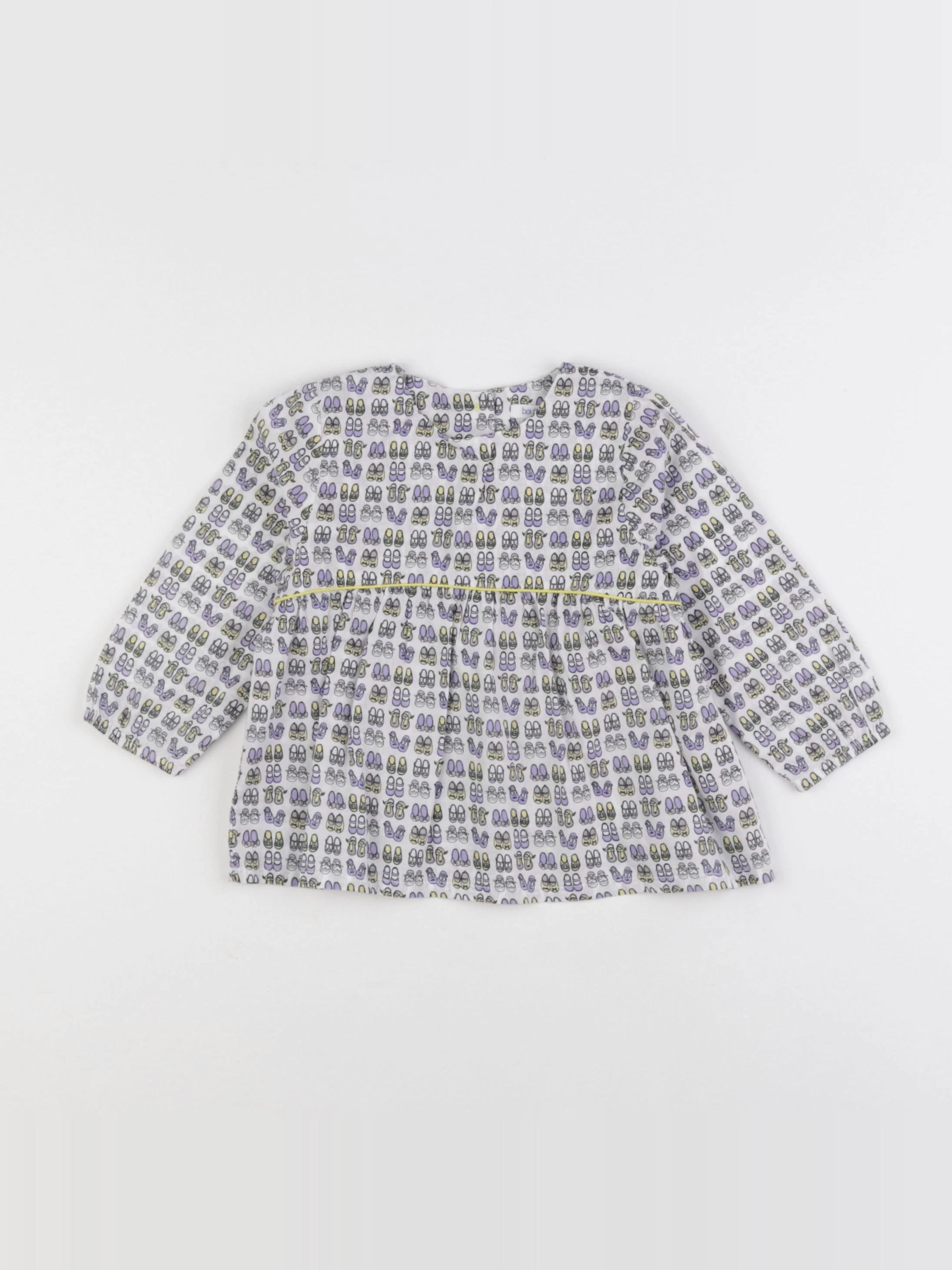 Boutchou - blouse blanc, violet - 12 mois