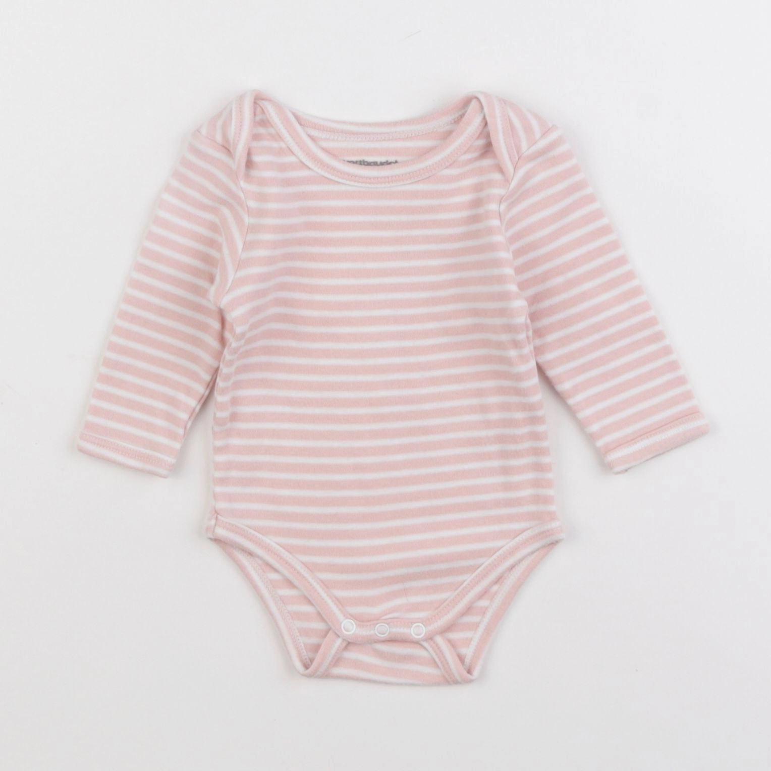 Vertbaudet - body blanc, rose - 3 mois