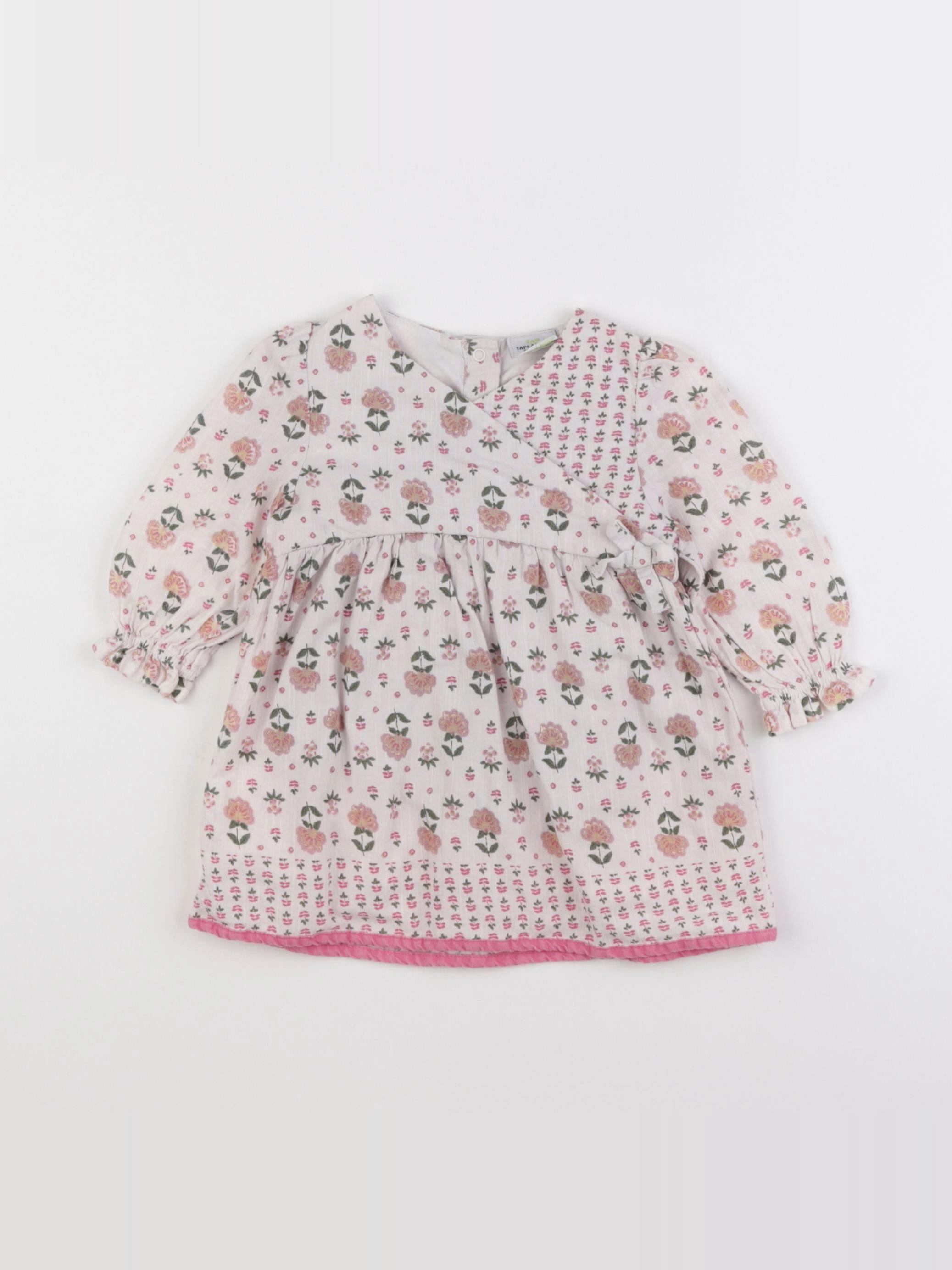 Tape à l'oeil - robe blanc, rose - 6 mois