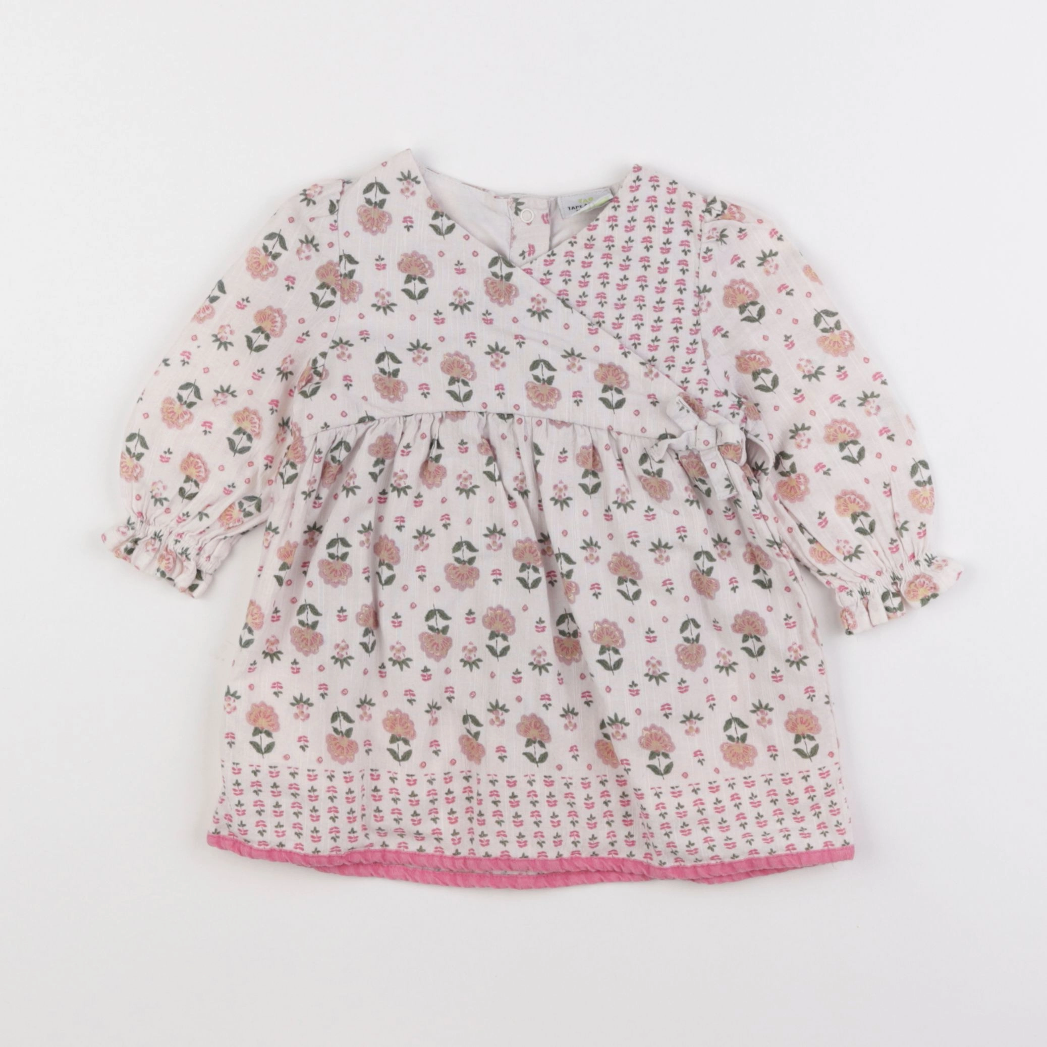 Tape à l'oeil - robe blanc, rose - 6 mois