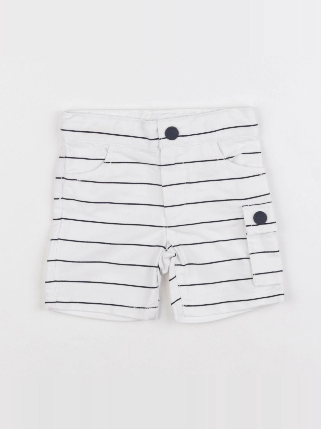 Petit Bateau - short blanc, noir - 6 mois